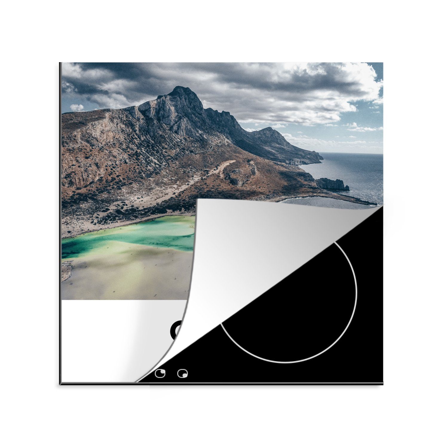 MuchoWow Herdblende-/Abdeckplatte Kreta - Griechenland - Berge, Vinyl, (1 tlg), 78x78 cm, Ceranfeldabdeckung, Arbeitsplatte für küche