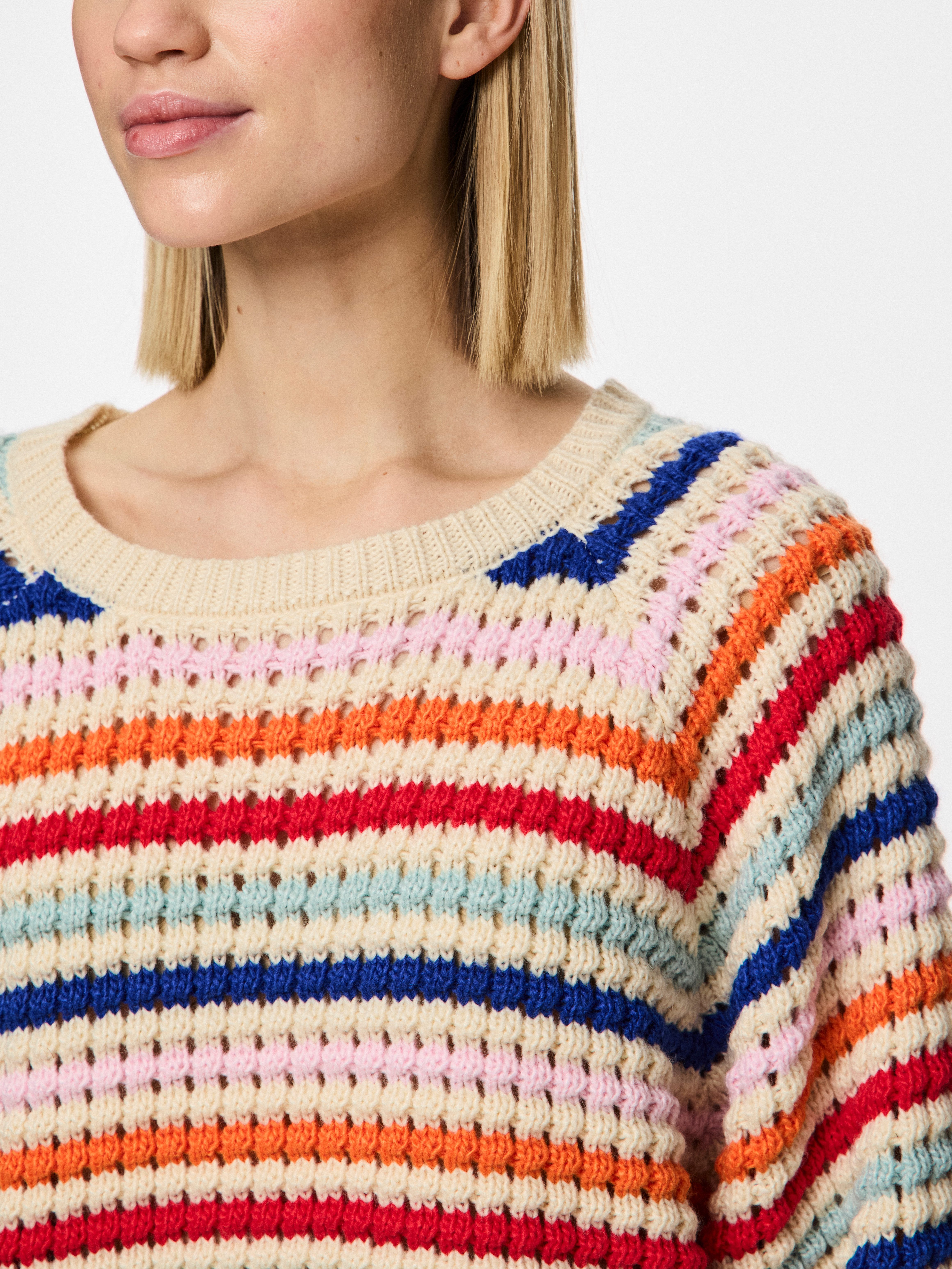 pieces Rundhalspullover PCDOSLA LS O-NECK KNIT MM