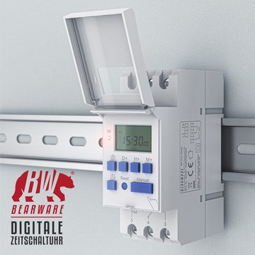 BEARWARE Zeitschaltuhr, digital für DIN Hutschienen im Verteilerschrank Schalttafeln 16A/3650W