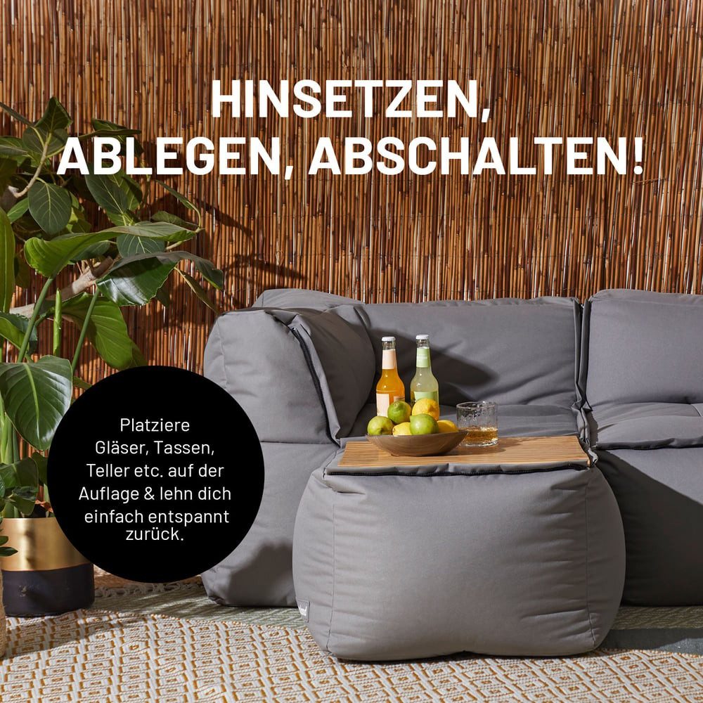 Lumaland Hockerauflage Bambus praktische Ablage 54x50x1 cm, (1 St), rollbare Bambusauflage für modularen Hocker