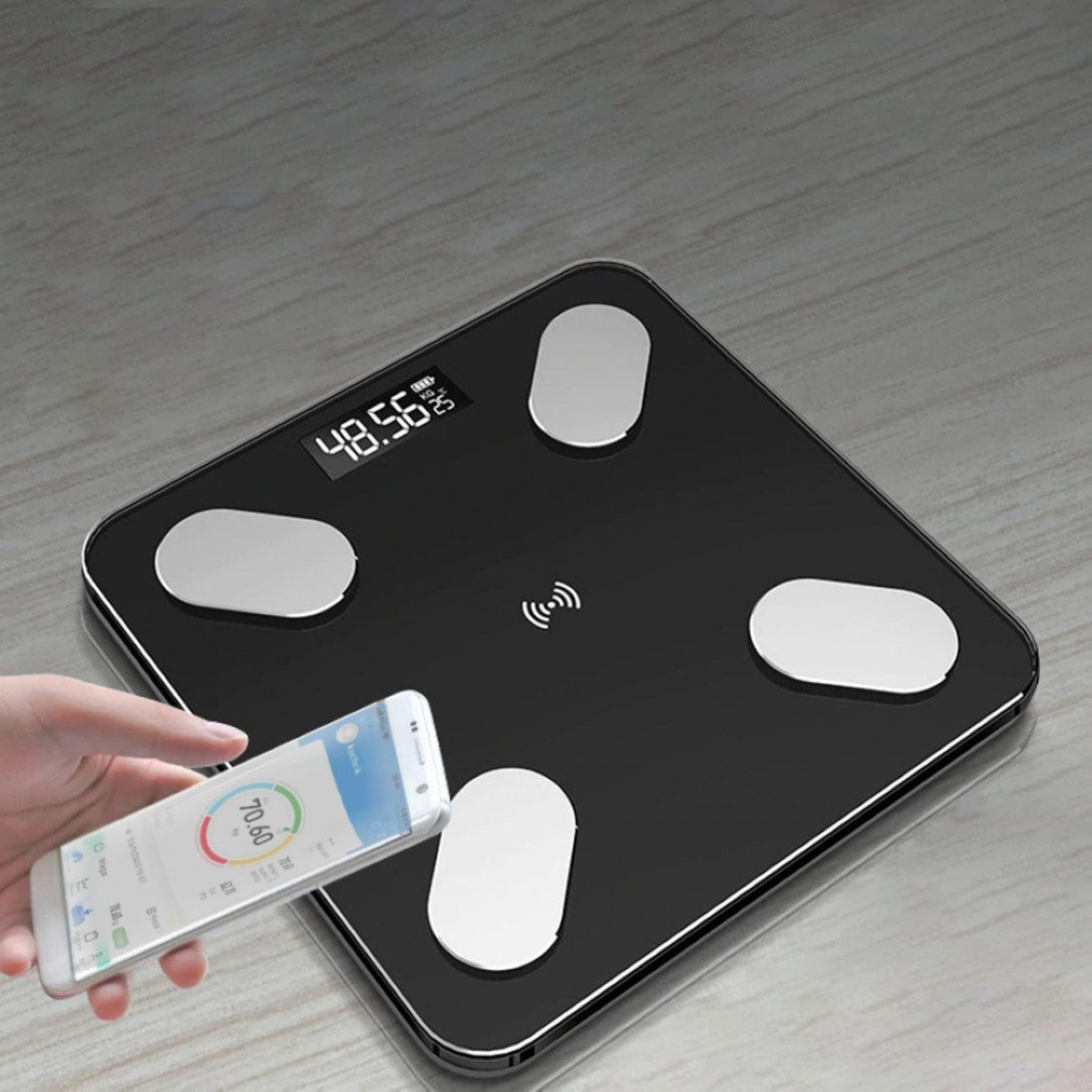 LA CUTE Körper-Analyse-Waage 8in1 Präzisions-Körper-Analysewaage BMI Körperfett Muskelmasse Wasser, Präzisions-Körperwaage Bluetooth App-Anbindung für 8 Benutze – Bild 5 von 5