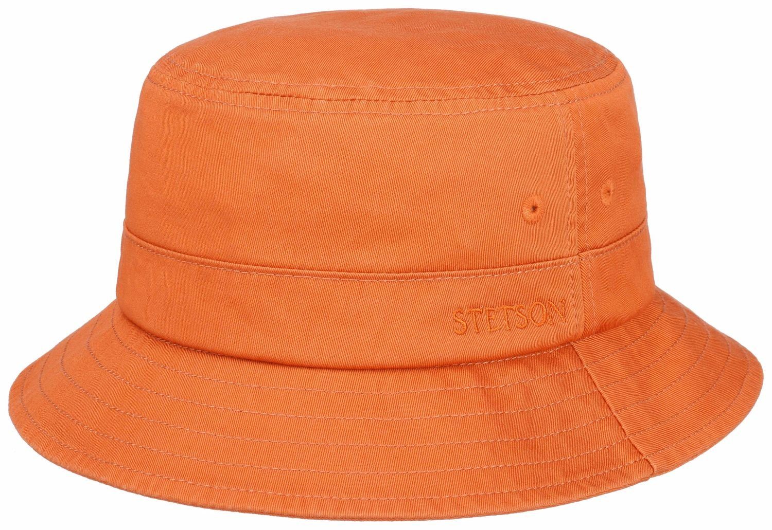 Baumwolle Stetson Filzhut Bucket-Hat rot/gelb 89 mit UV-Schutz40+/Atmungsaktiv