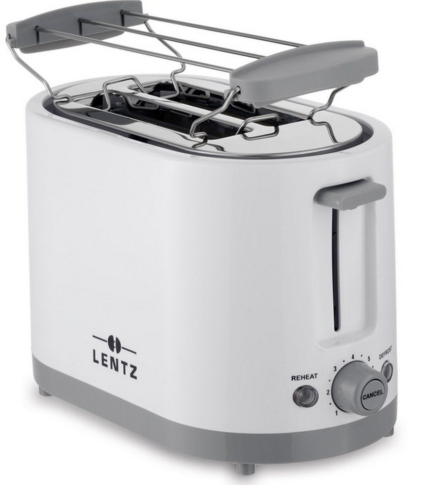 Lentz 2-in-1-Toaster Toastautomat, Brötchentoaster, Röster, 2 kurze Schlitze, für 2 Scheiben normale Toasts, 750 W, 7 Bräunungsstufen, automatische Scheibenzentrierung