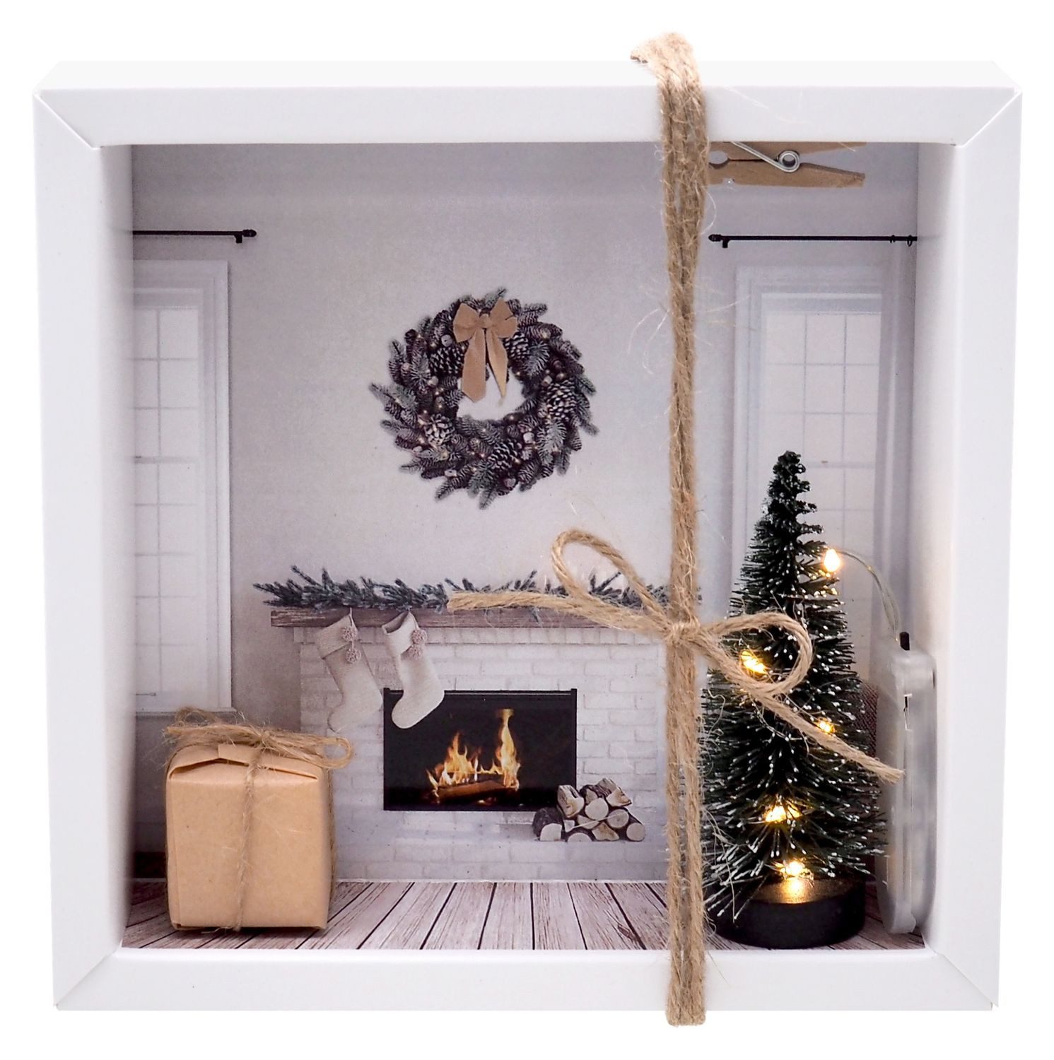 ZauberDeko Geschenkbox Geldgeschenk Verpackung Weihnachten XMAS Kamin LED Lichterkette
