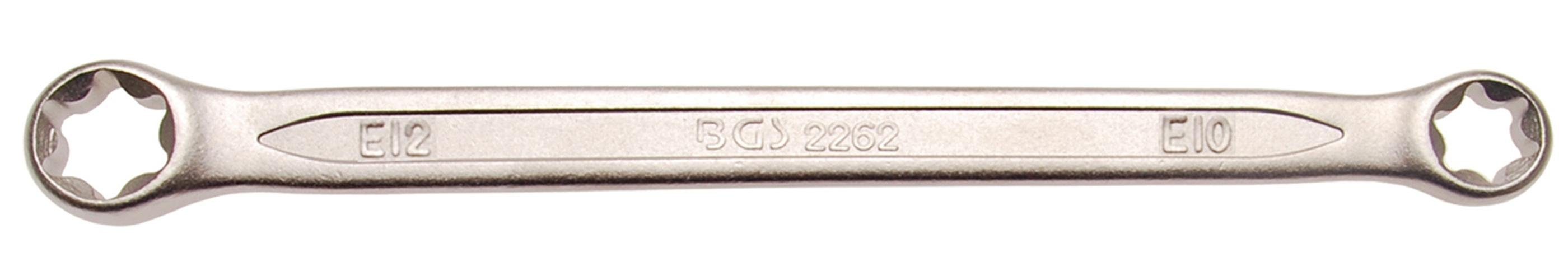 BGS technic Bit-Schraubendreher Doppel-Ringschlüssel mit E-Profil-Ringköpfen, SW E10 x E12