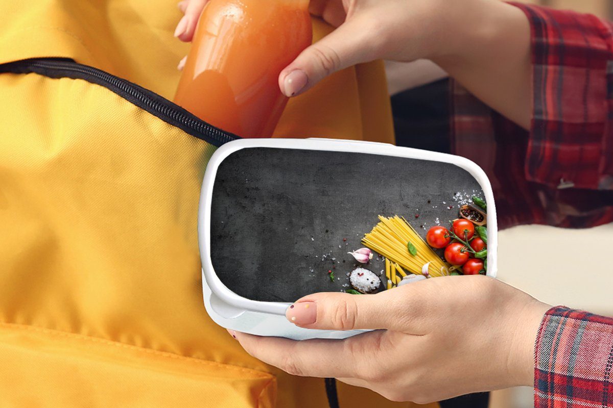 Brotdose, Tomate (2-tlg), - für Lunchbox Kunststoff, MuchoWow Rustikal, für Brotbox - und Jungs Nudeln Kinder Erwachsene, - Kräuter - Gewürze weiß und Mädchen
