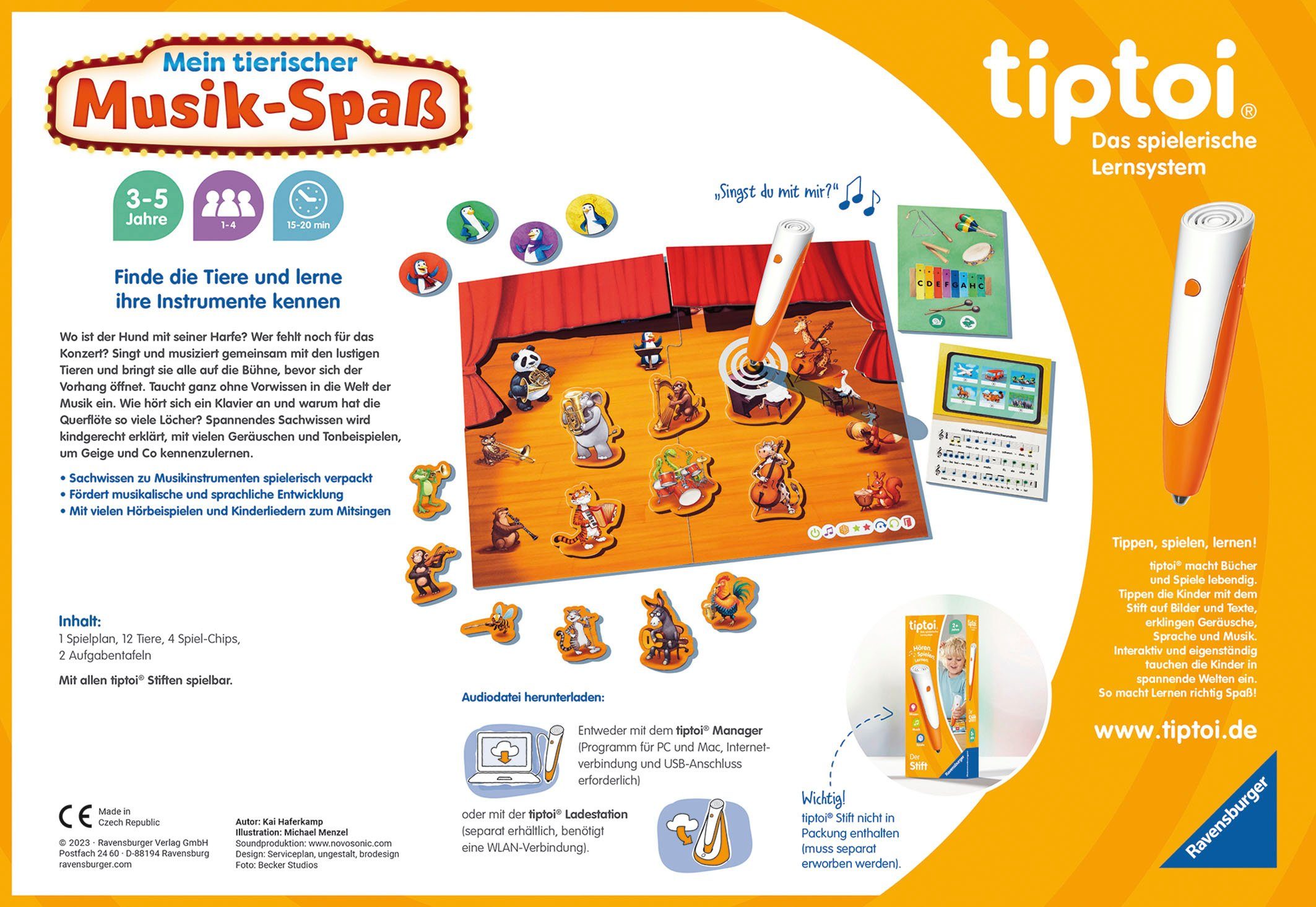 Ravensburger Spiel tiptoi® Mein tierischer Musik-Spaß, Kinderspiel, Made in Europe