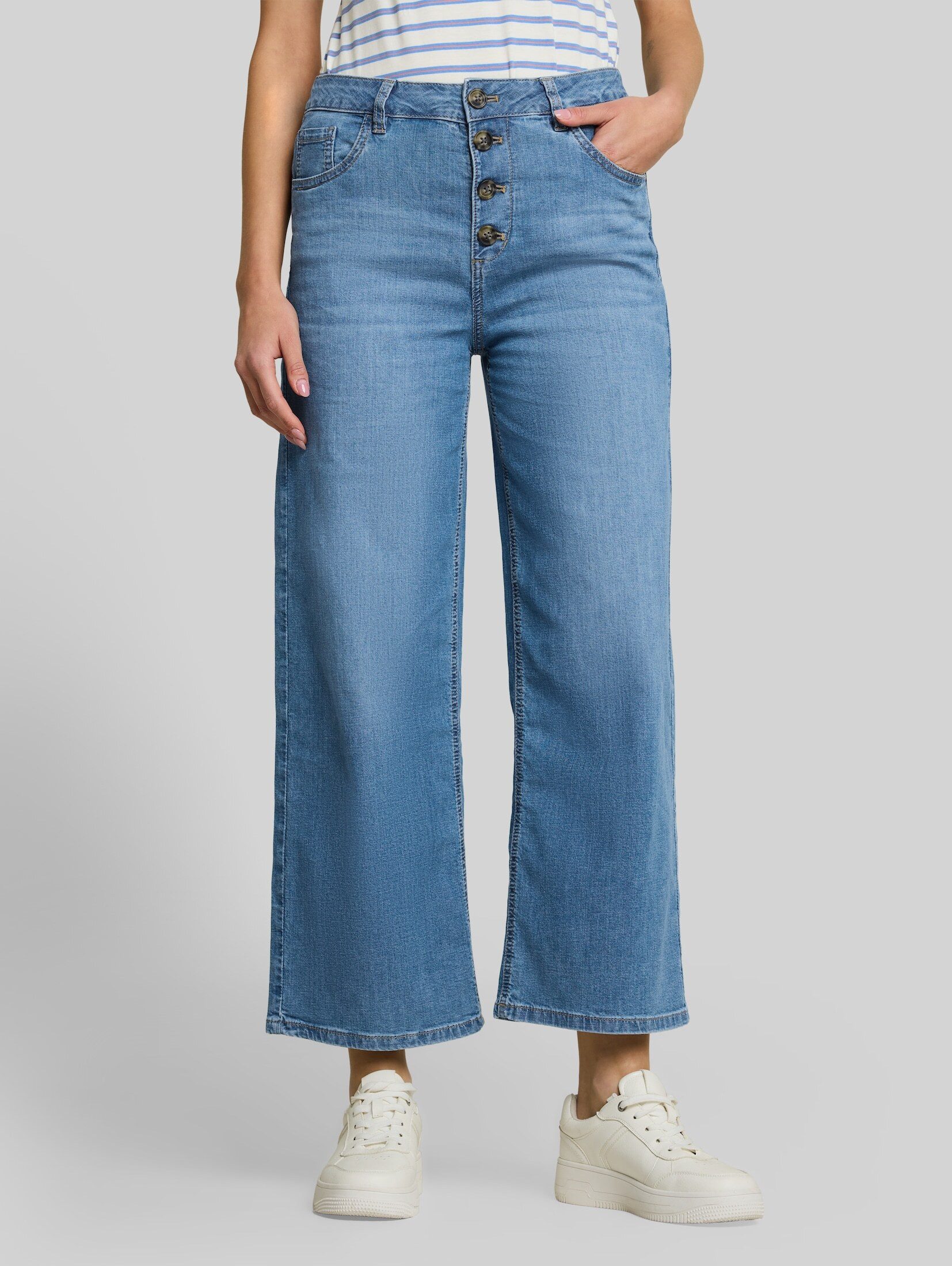 TOM TAILOR 7/8-Jeans Jeanshosen TTNELMA CULOTTE Jeans mit Knopfleiste