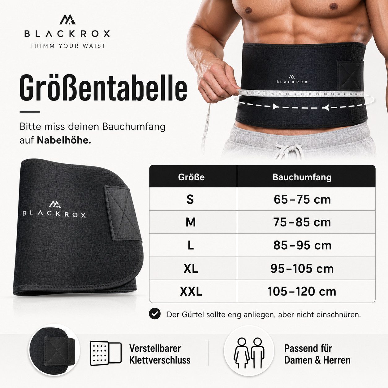 BLACKROX Taillengürtel [Vergleichssieger 2026] Schwitzgürtel zum abnhemen, Gr. S - XXL – Bild 3 von 5