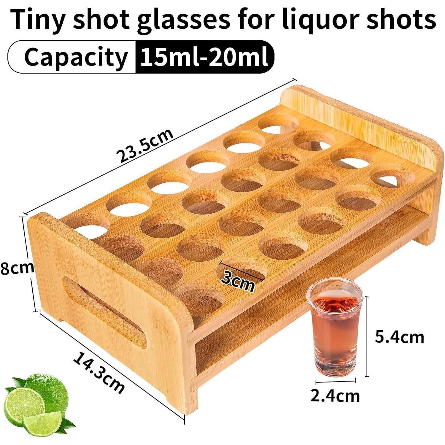 LuxusKollektion Schnapsglas Schnapsgläser Set Mini 24 tlg. Organizer Tablett Kristallglas 15-20 ml