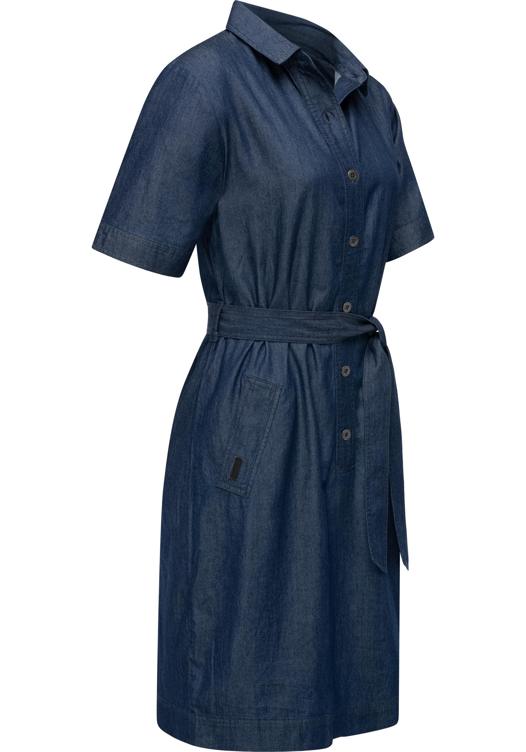 Ragwear Jeanskleid Rozyna Denim Midikleid in Denim-Optik mit Haifisch-Krage günstig online kaufen