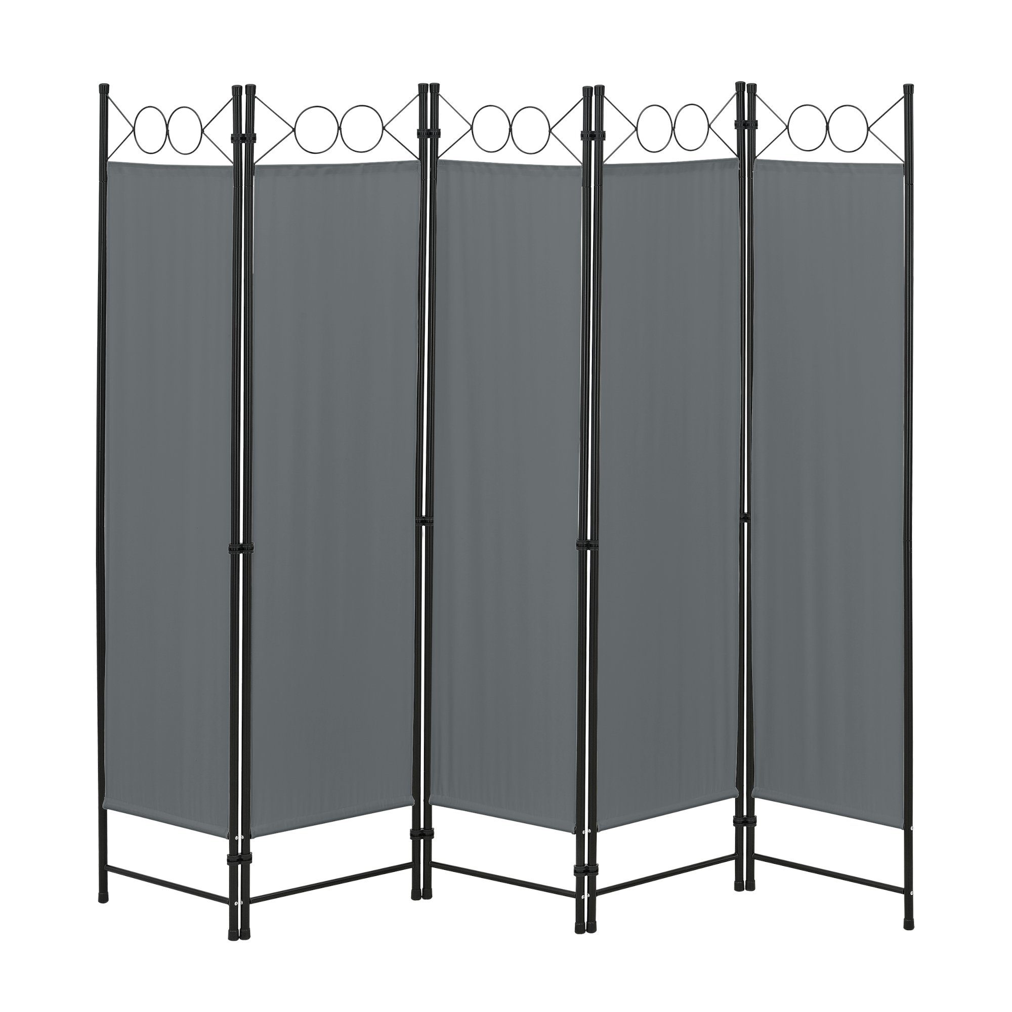 en.casa Paravent, »Saragossa« 5-tlg. Sichtschutz 171 x 200 cm Dunkelgrau günstig online kaufen