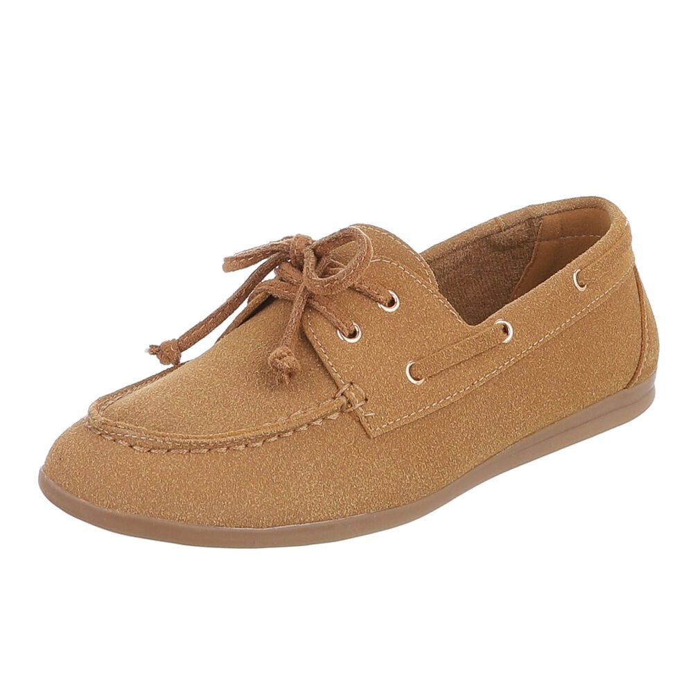 Ital-Design Damen Bootsschuh Schnürschuh Mokassin-Style Freizeit Schnürschuh (91849214) Flach Schnürer in Camel