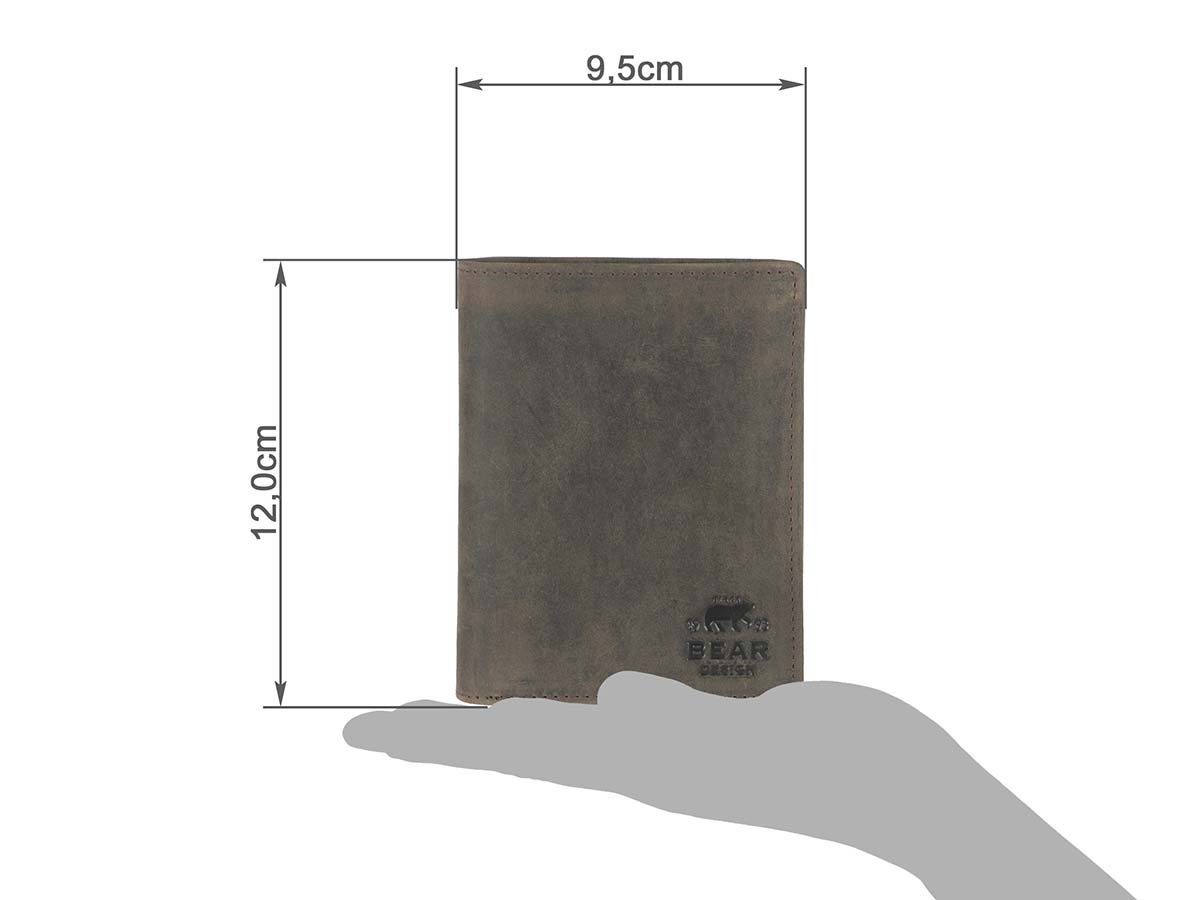 Bear Design Geldbörse Dark-Nature Leder, Portemonnaie, Herrenbörse, Geldbeutel