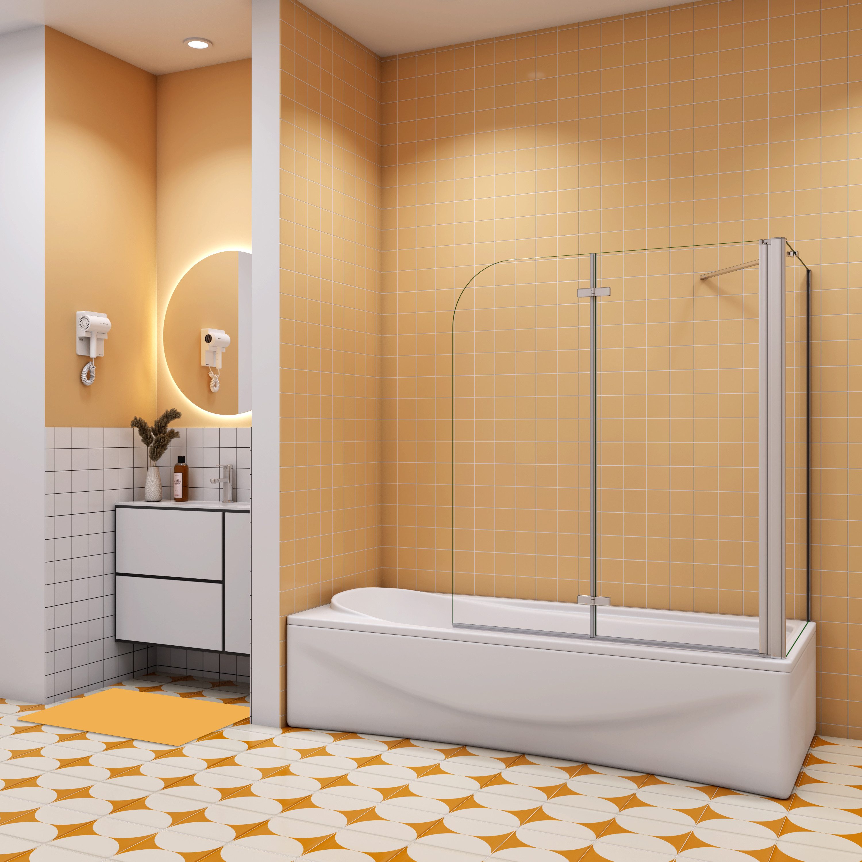 duschspa Badewannenaufsatz Badewannenaufsatz Duschwand für Badewanne Badewannenaufsatz, Einscheibensicherheitsglas, Sicherheitsglas, (Set), Glas