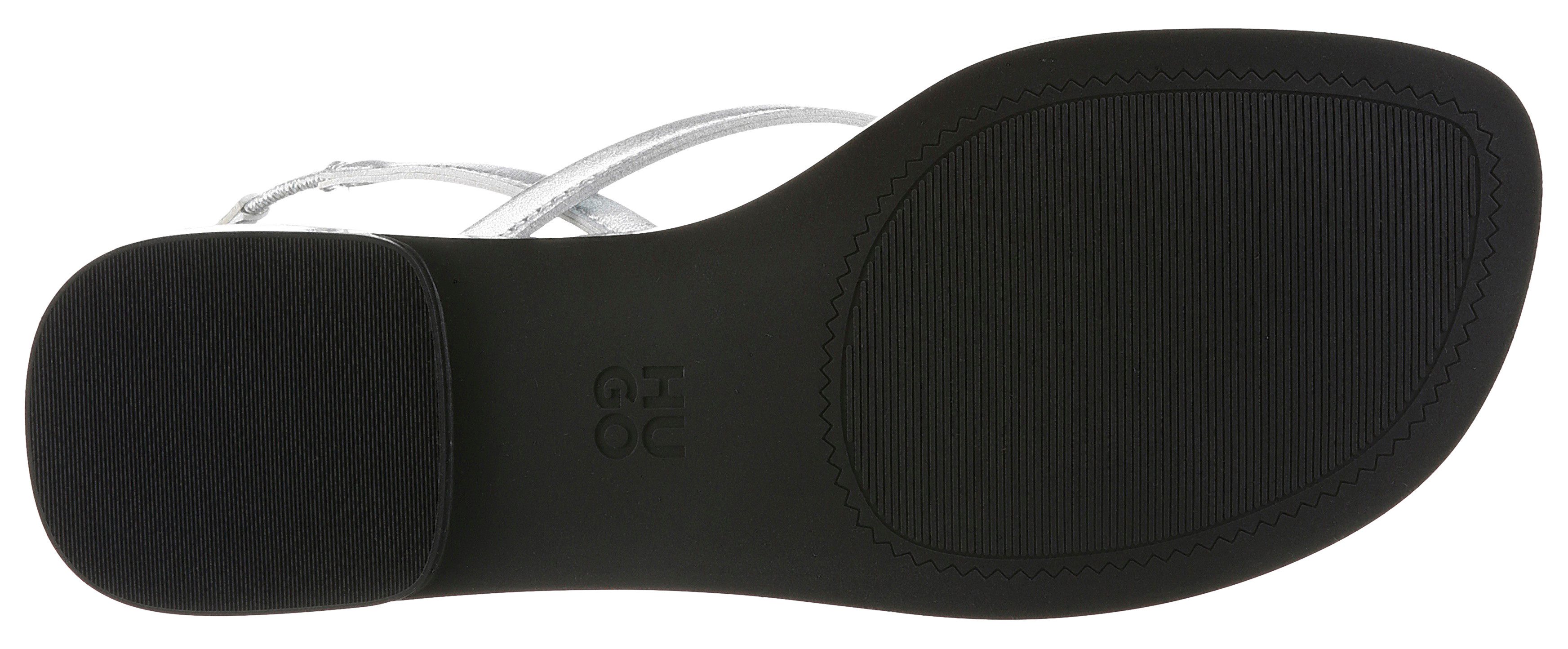 HUGO Amaryl Riemchensandale Sommerschuh, Zehentrenner, flache Sandalette in Metallic-Optik