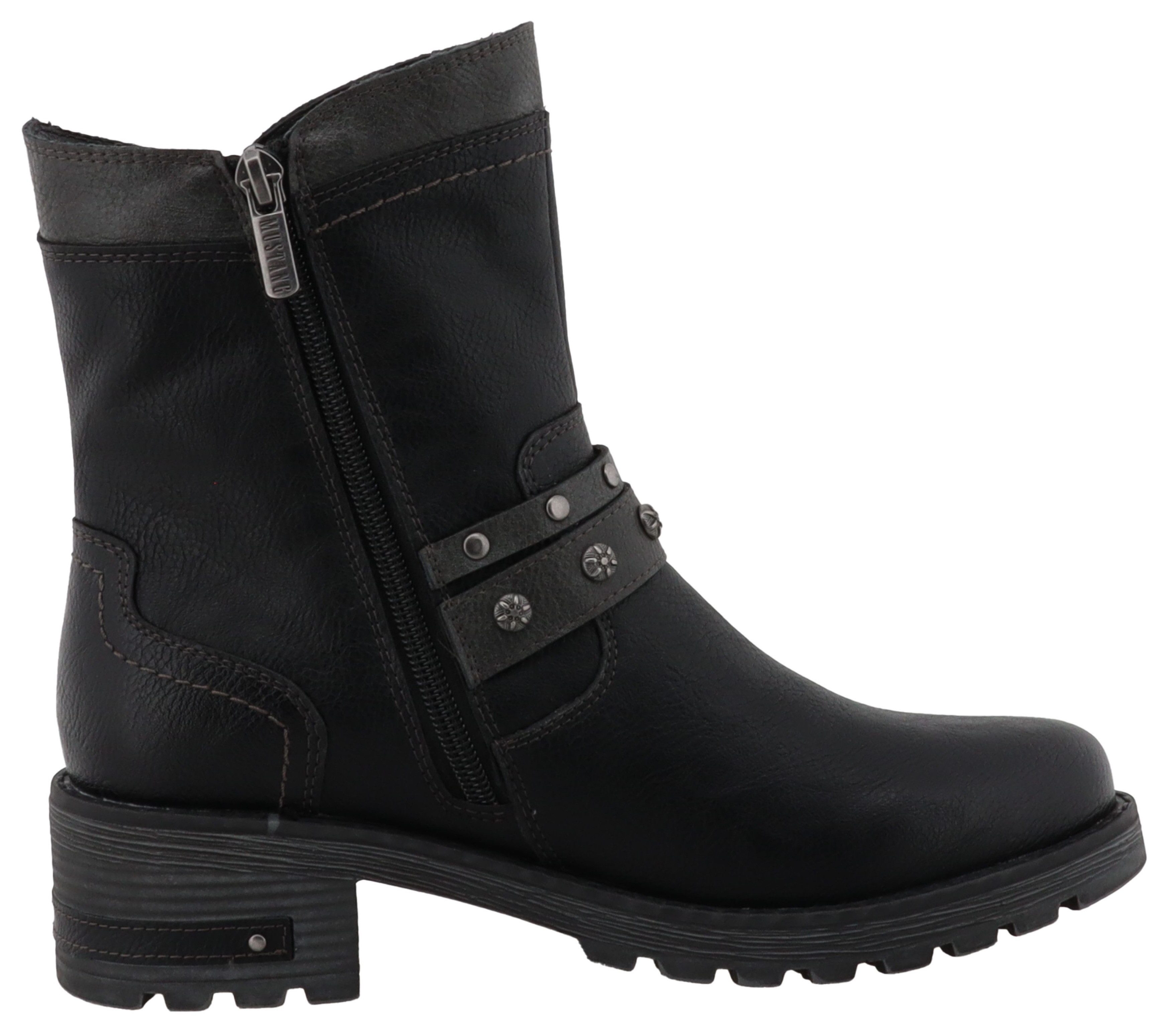Mustang Shoes Haukea Winterboots Biker Boots mit Blockabsatz und TEX-Membrane