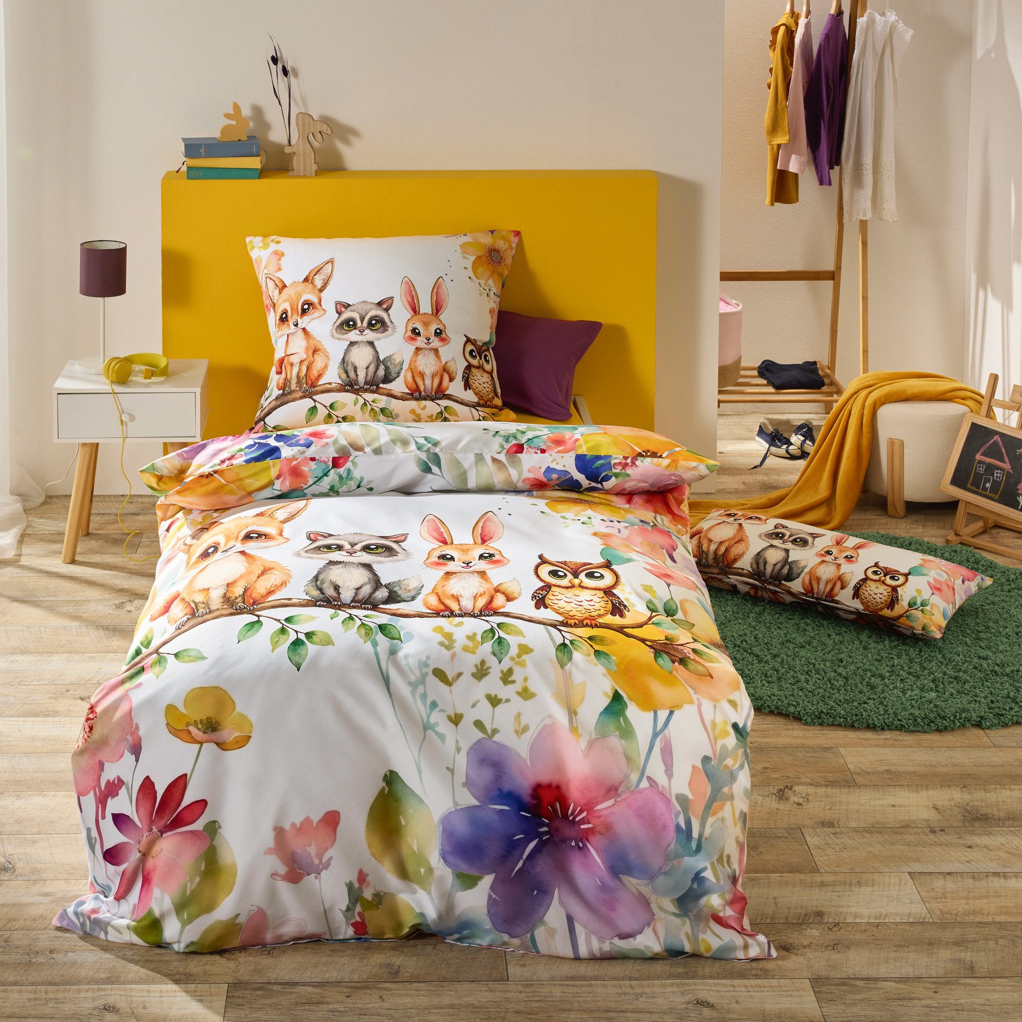 REDBEST Kinderbettwäsche Kinder-Bettwäsche, Polyester, Microfaser Blumen/Tiermotive – Bild 2 von 5