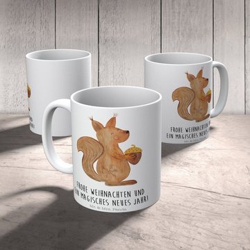 Mr. & Mrs. Panda Tasse Eichhörnchen Weihnachtszeit - Weiß - Geschenk, Winter, Tasse Sprüche, Keramik, Einzigartiges Botschaft