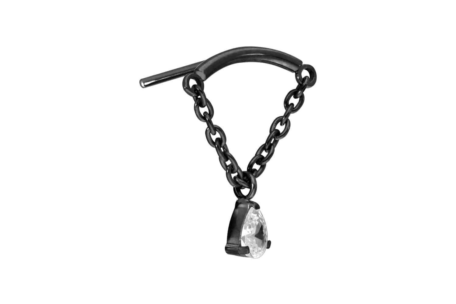 Piercing-Set Titan Aufsatz mit Push Pin BOGEN + KETTE + KRISTALLTROPFEN