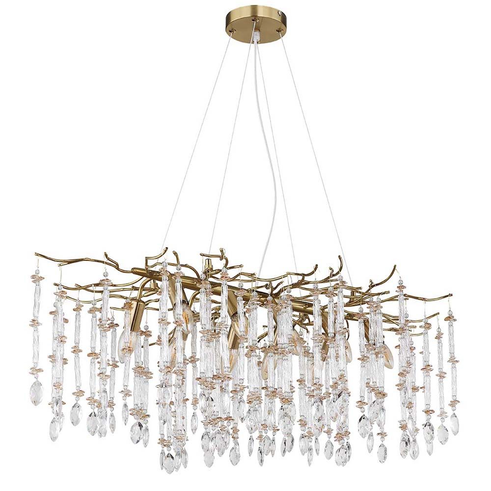 GLOBO LIGHTING Kronleuchter, Leuchtmittel nicht inklusive, Luster Kronleuchter Pendelleuchte Hängelampe gold Glaskristalle klar