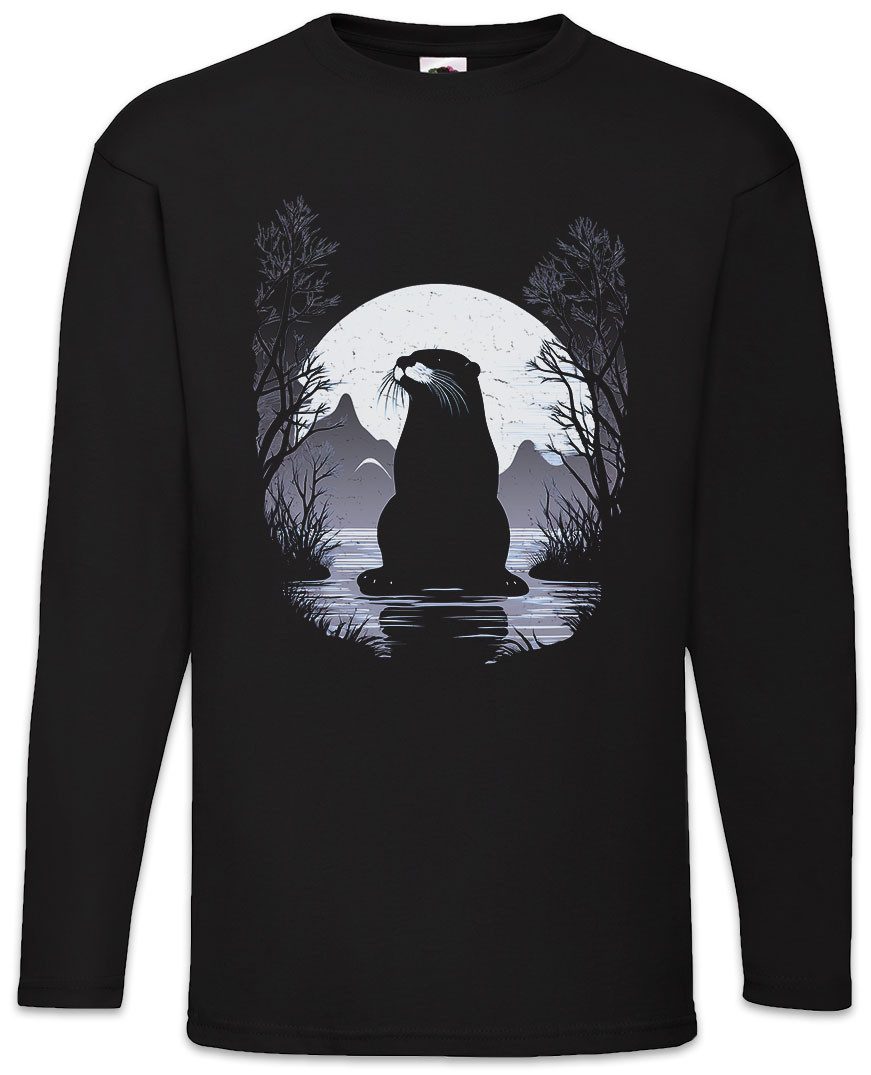 Langarmshirt Otter Water Moon Langarm T-Shirt Space Cute Otters Funny Love Liebe