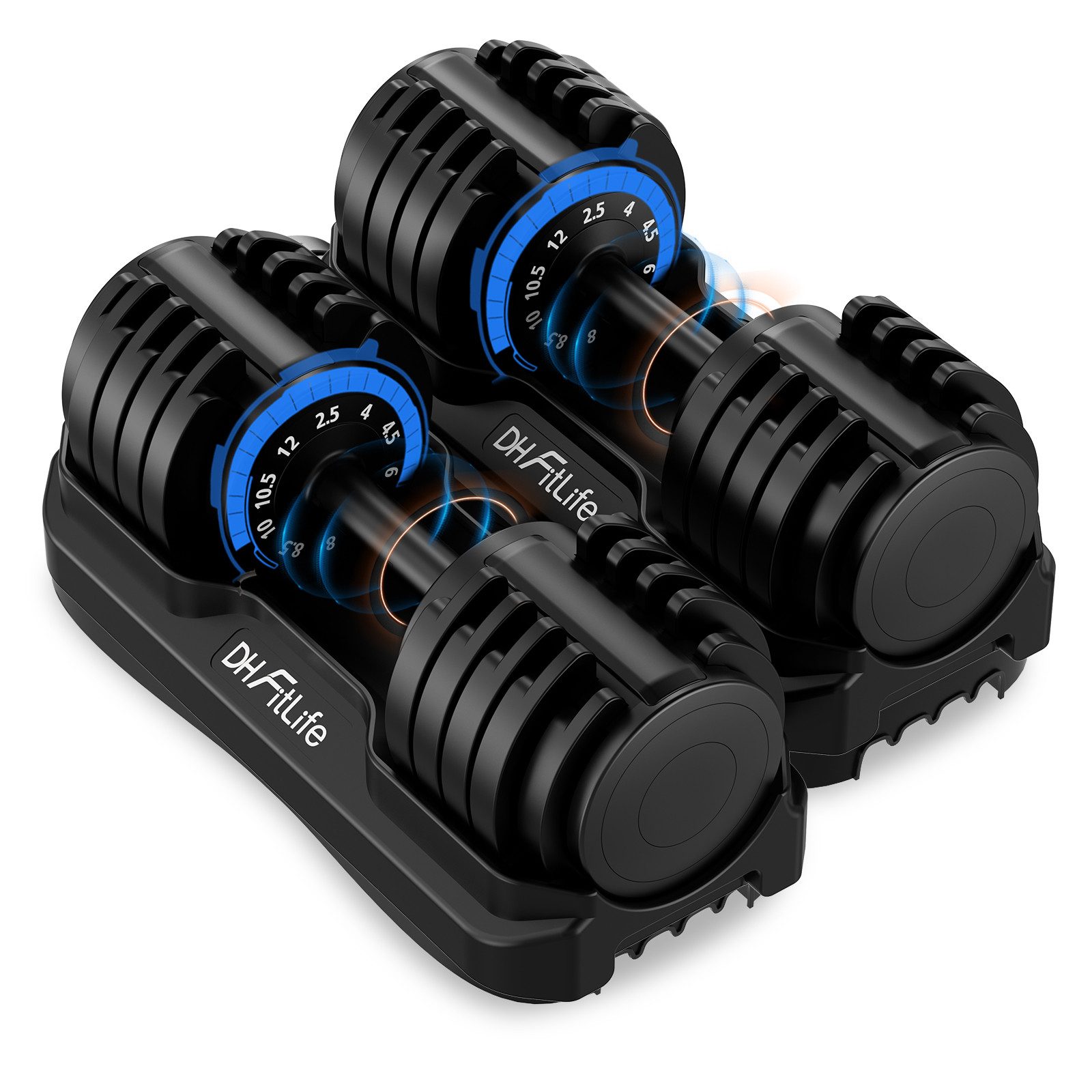 DH FitLife Hantel verstellbare 12kg/25kg mit 10 Gewichtsstufen, (2,5-12kg), Kurzhanteln Hanteln Set mit Hantelscheiben