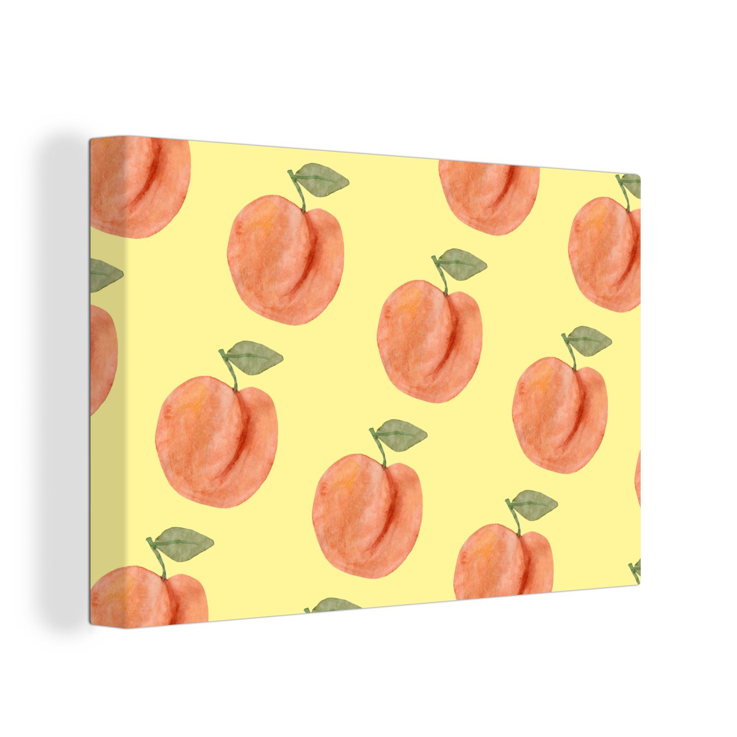 OneMillionCanvasses® Leinwandbild Pfirsiche - Obst - Gelb, (1 St), Wandbild Leinwandbilder, Aufhängefertig, Wanddeko, 30x20 cm