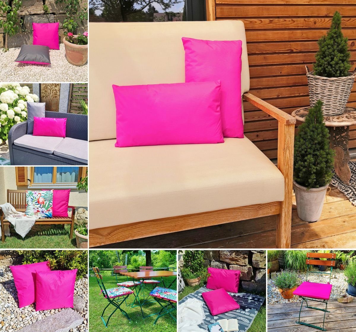 JACK Dekokissen JACK Outdoor Lounge Kissen Dekokissen Pink versch Größen inkl. Füllung, Robust, Strapazierfähig, Wasserabweisend, für Innen & Außen