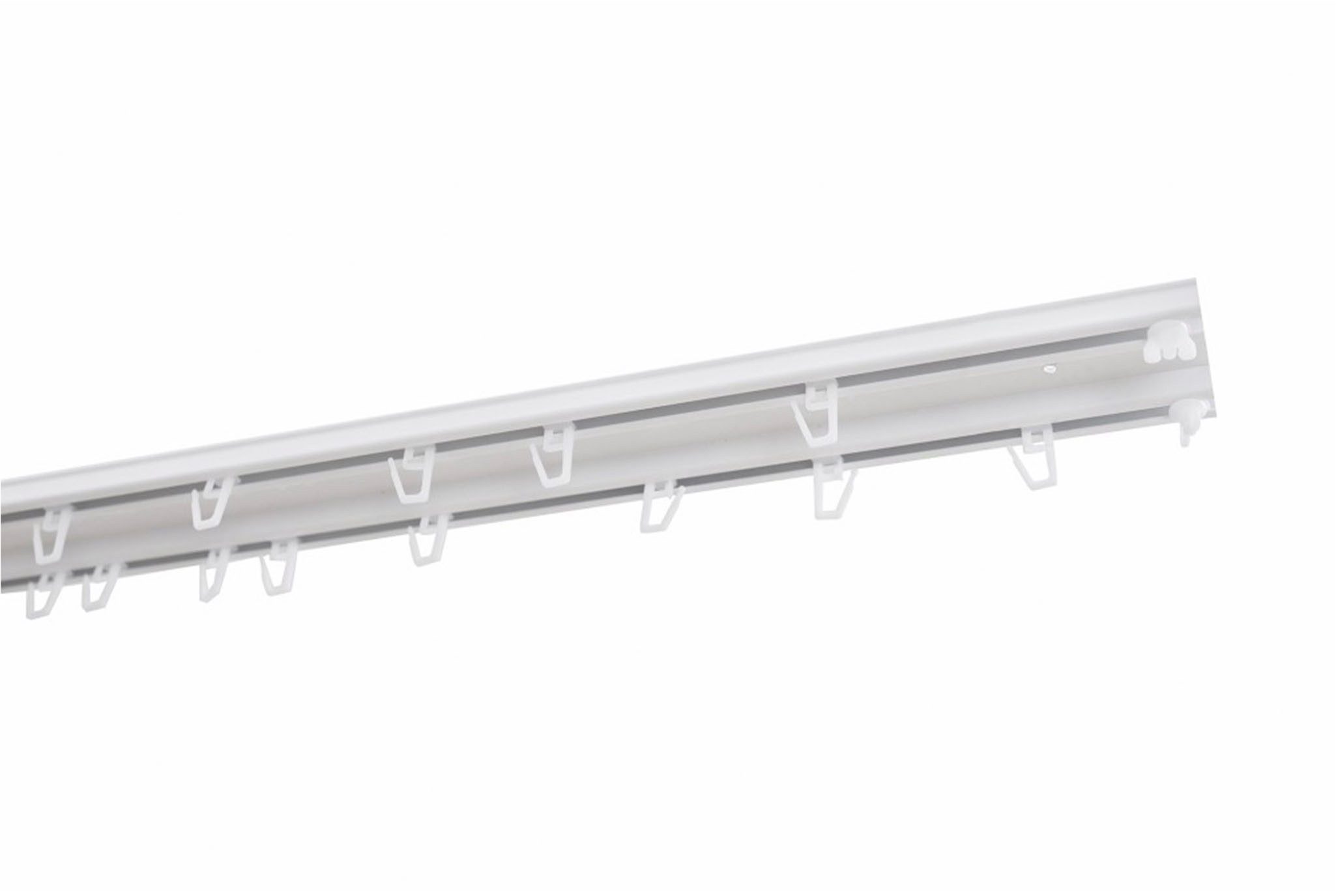 SN DECO GROUP Gardinenschiene Objektschiene LM, 2-läufig, Fixmaß, mit Bohren, verschraubt, Aluminium, vorgebohrt, Aluminium, Innenlauf, Vorhangschiene – Bild 4 von 5