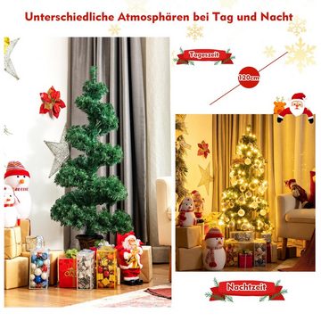 COSTWAY Künstlicher Weihnachtsbaum, 120cm, 150 LED, 364 Spitze PVC Nadeln