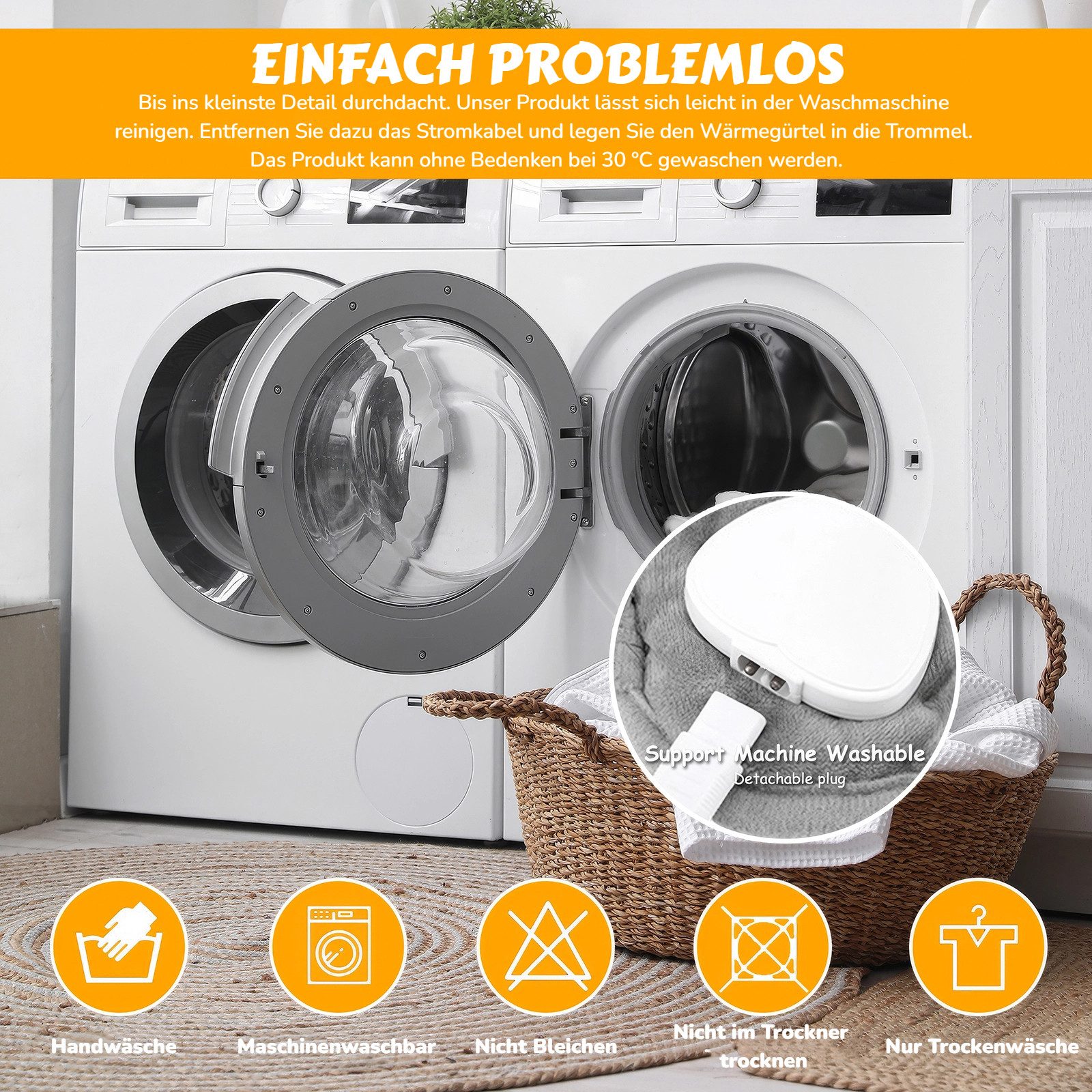 BlingBin Heizkissen Elektrisches Taille Beheiztes Kissen Mit LCD-Controller, 9 Heizstufen, 4 Timer-Einstellungen, Schnelles Aufheizen 1-tlg., 125*30cm, Wärmekissen mit Abschaltautomatik Für Rücken Bauch Schultern Bein