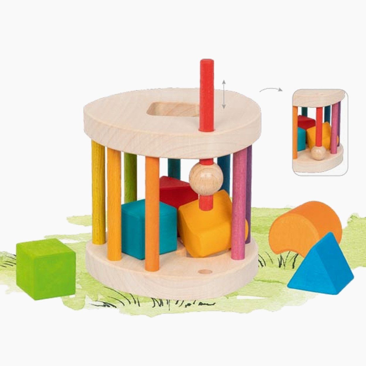 goki Steckspielzeug Sort box Rund, (packung, 1-tlg), erste Zuordnen von verschiedenen Formen