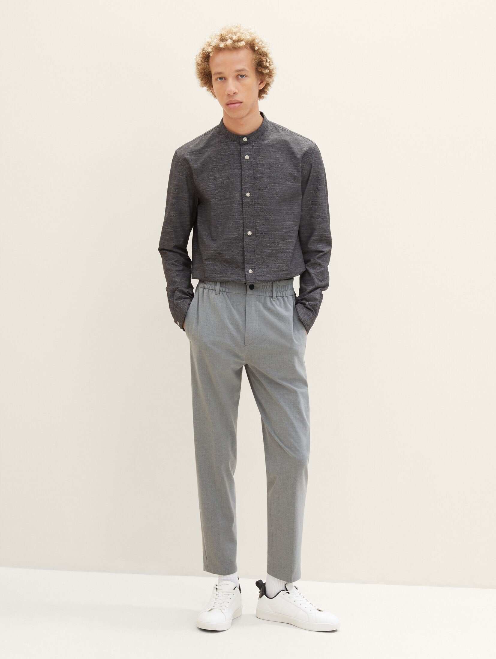 Melange Tapered Relaxed Grey Chinohose Chino Denim TAILOR Heather TOM