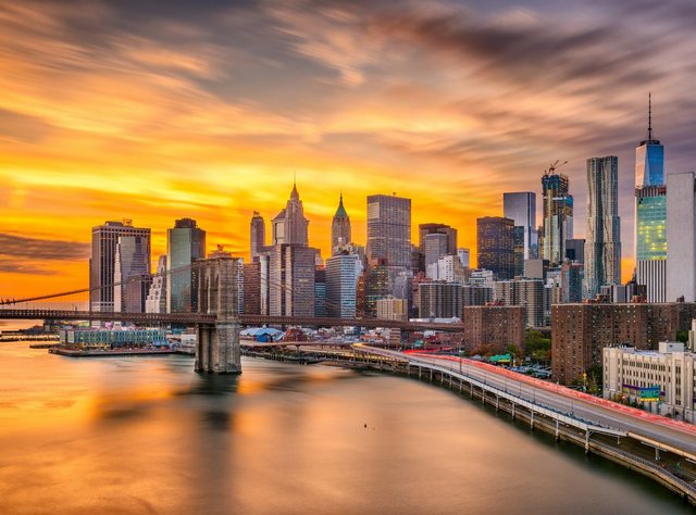 Papermoon Fototapete »Manhattan Skyline Sunset«, glatt-Otto