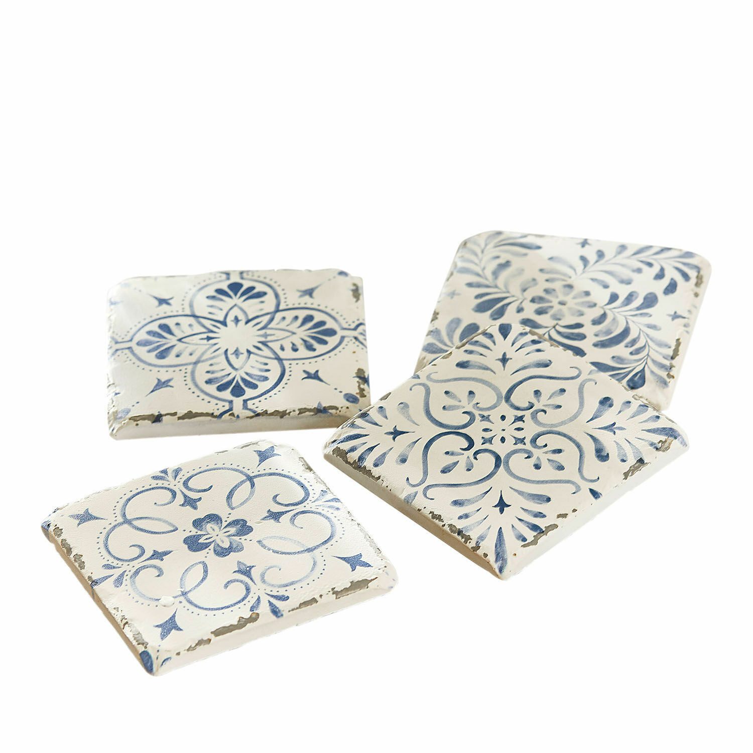 Mirabeau Getränkeuntersetzer Untersetzer 4er Set Évry weiß/blau