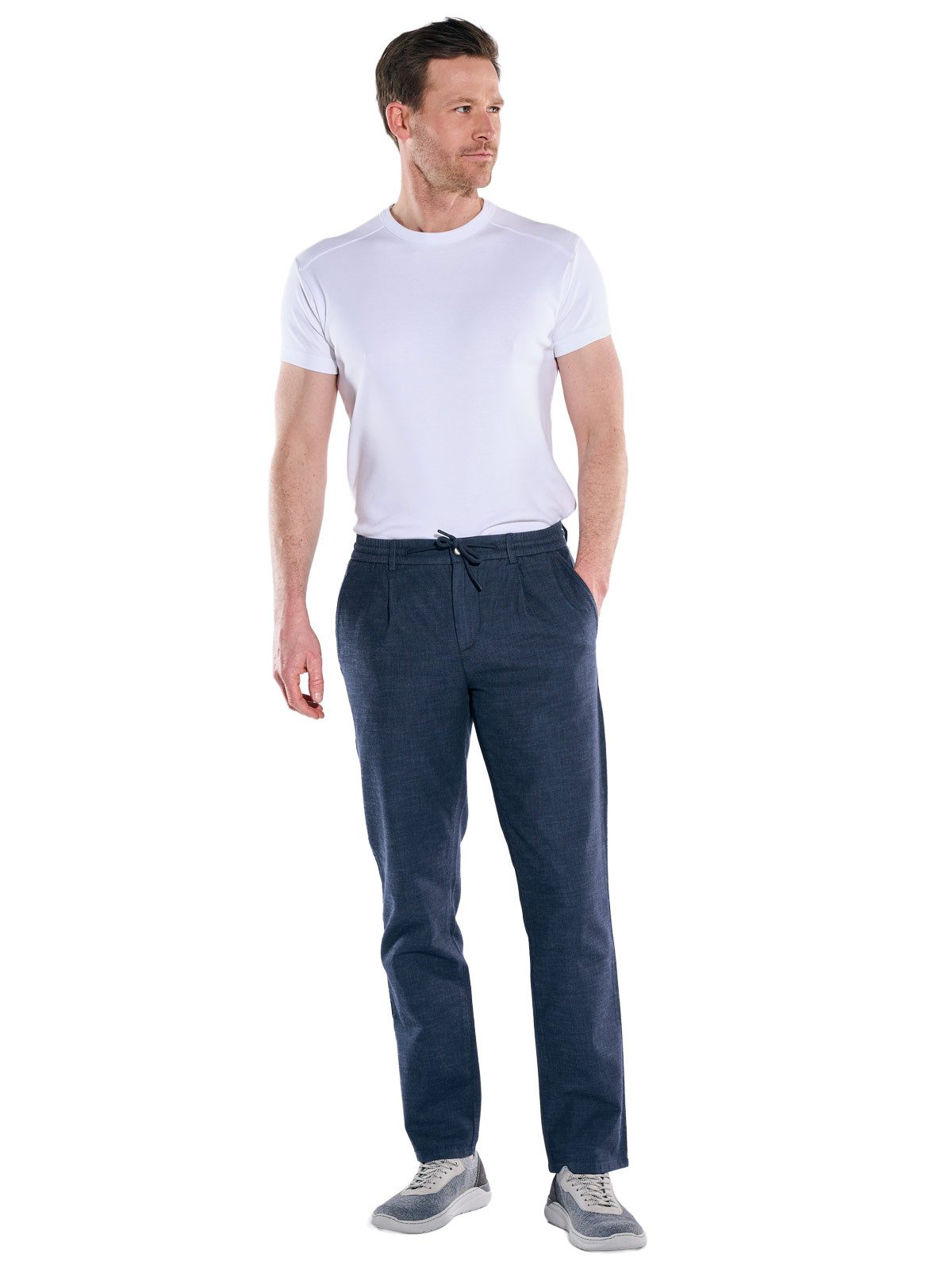 Engbers Chinohose Herren Chino in Leinenoptik, Marineblau