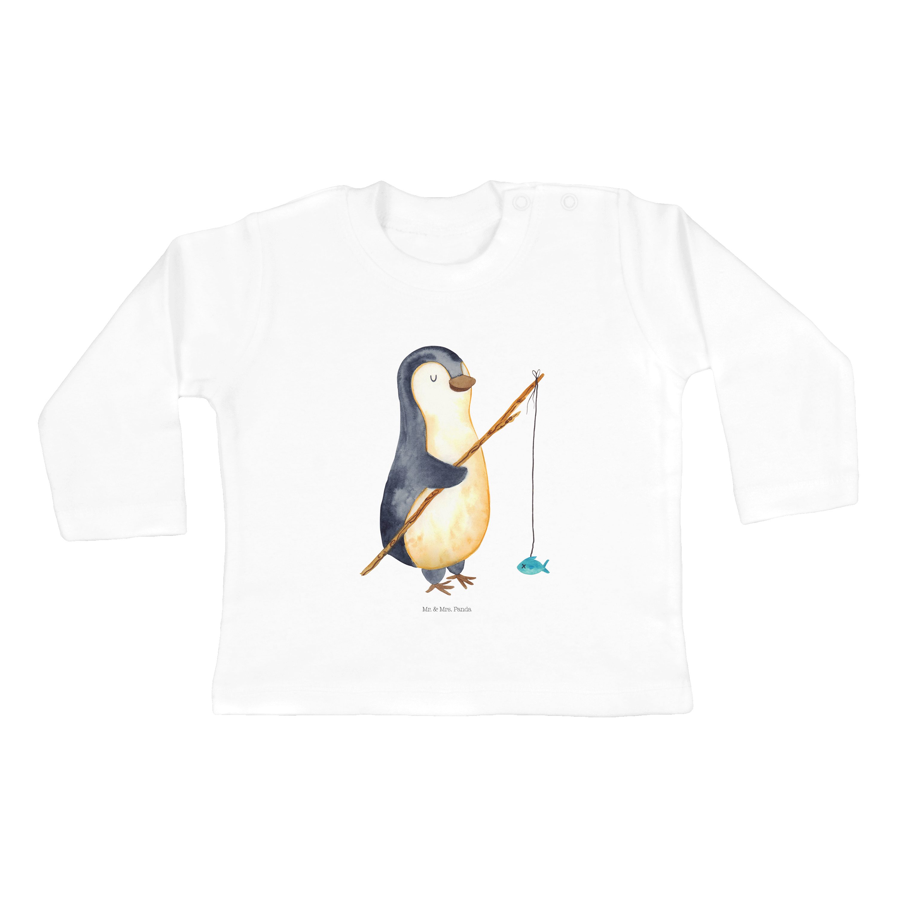 - Seevogel, Strampler Pinguin Wochenende, (1-tlg) Mr. Geschenk, & Angler - Weiß Mrs. Panda Geschenkidee,