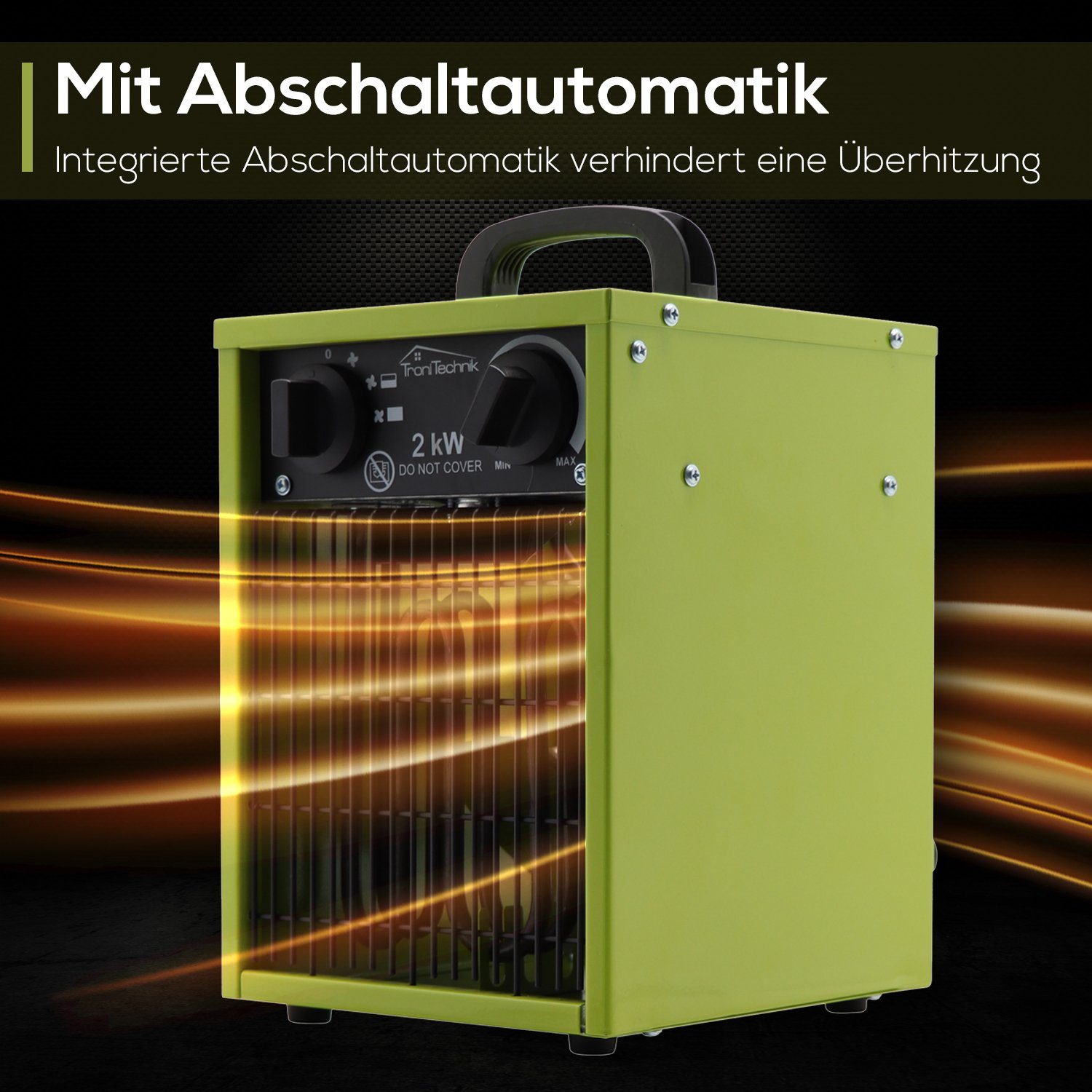 TroniTechnik Heizlüfter Industrieheizung, Heizgerät, Schnellheizer TT-EIH-152,Stahlheizelement, 2000 W, zwei Heizstufen, Überhitzungsschutz und Abschaltautomati – Bild 4 von 5