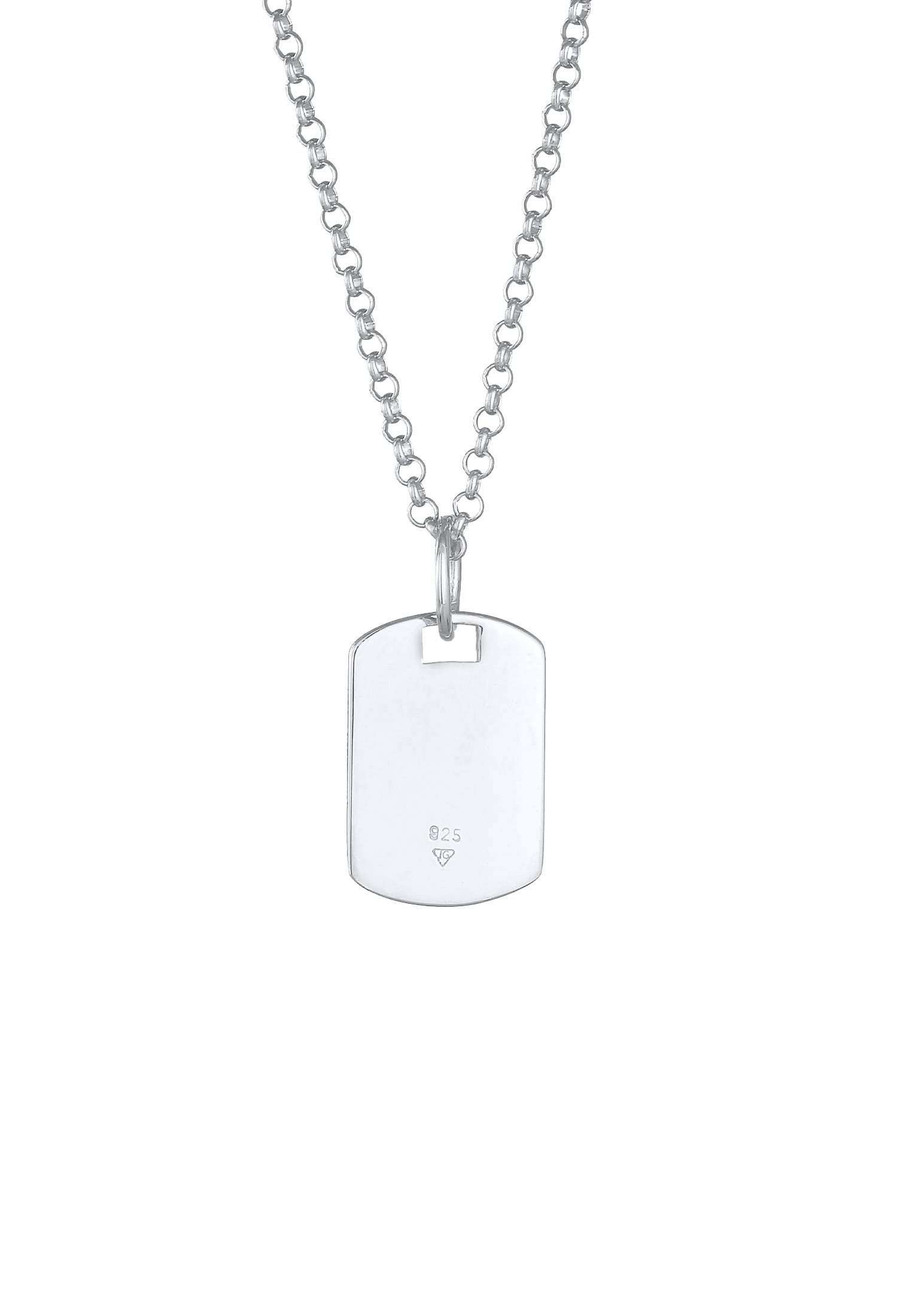 Kuzzoi Kette mit Anhänger Herren Dog Tag Military Platte Brushed 925 Silber