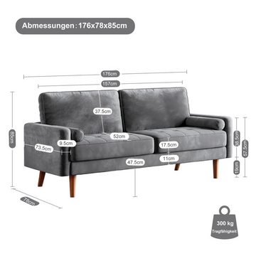 Vesgantti Sofa 3 Sitzer Sofa Gästesofa Modern Couch 176cm verlängern 2er Sitzsofa