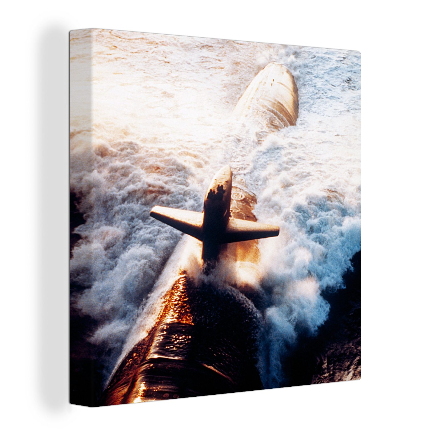 OneMillionCanvasses® Leinwandbild Ein U-Boot in Aktion, (1 St), Leinwand Bilder für Wohnzimmer Schlafzimmer