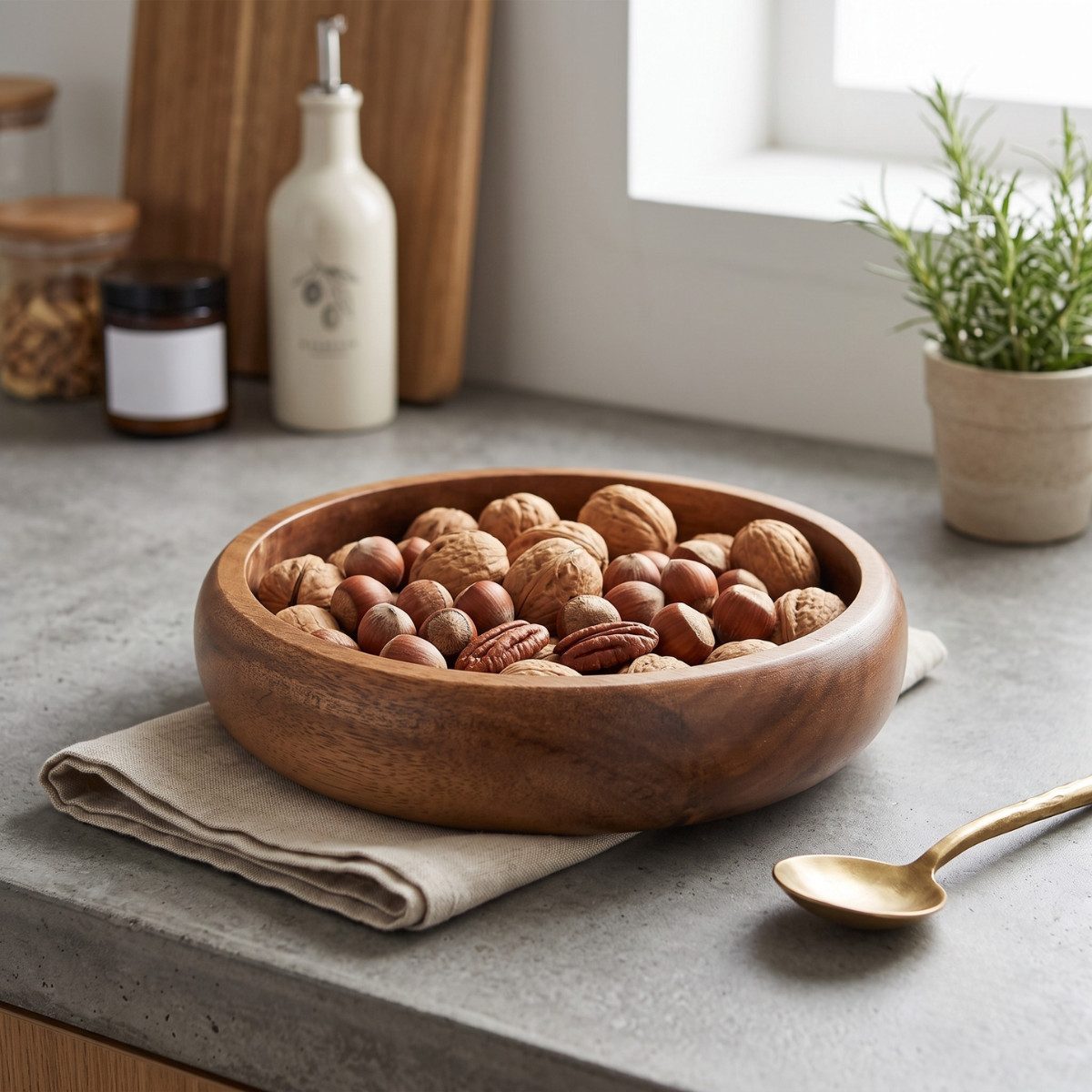 Bricard Servierschale Flache Massivholz-Schale im minimalistischen Design Akazie Holz, (1-tlg)