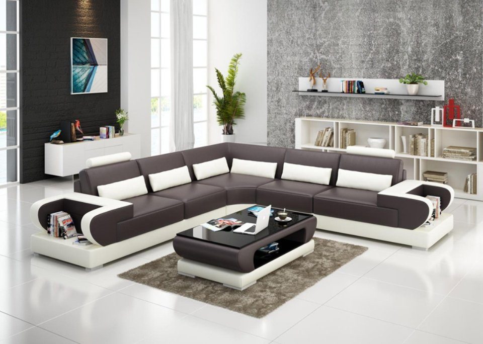 Couch Modern Ecksofa, Ecksofa Wohnlandschaft JVmoebel Eck Sofa Design Ledersofa