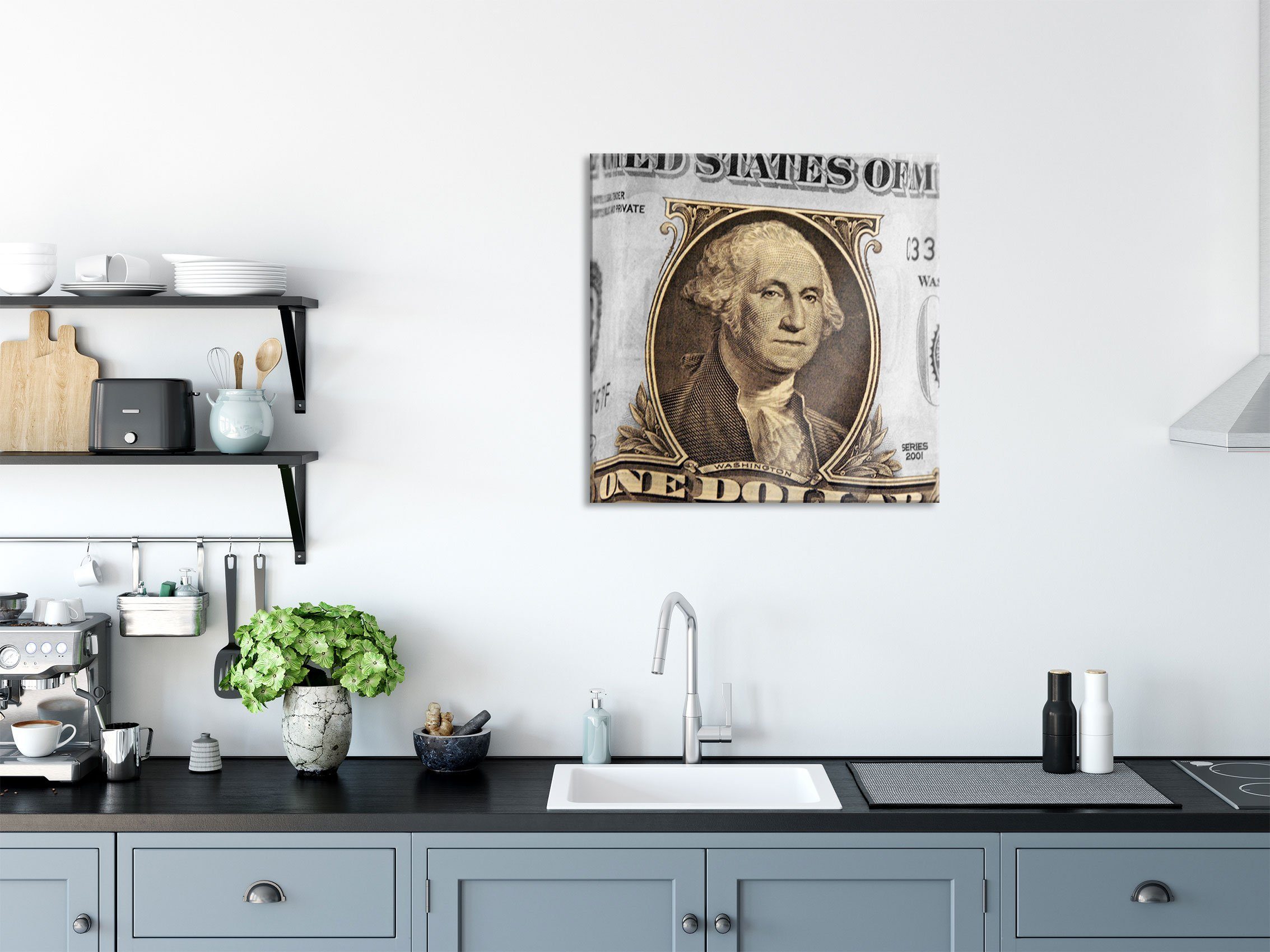 Pixxprint Glasbild Washington Dollarschein, Washington Dollarschein (1 St), Glasbild aus Echtglas, inkl. Aufhängungen und Abstandshalter