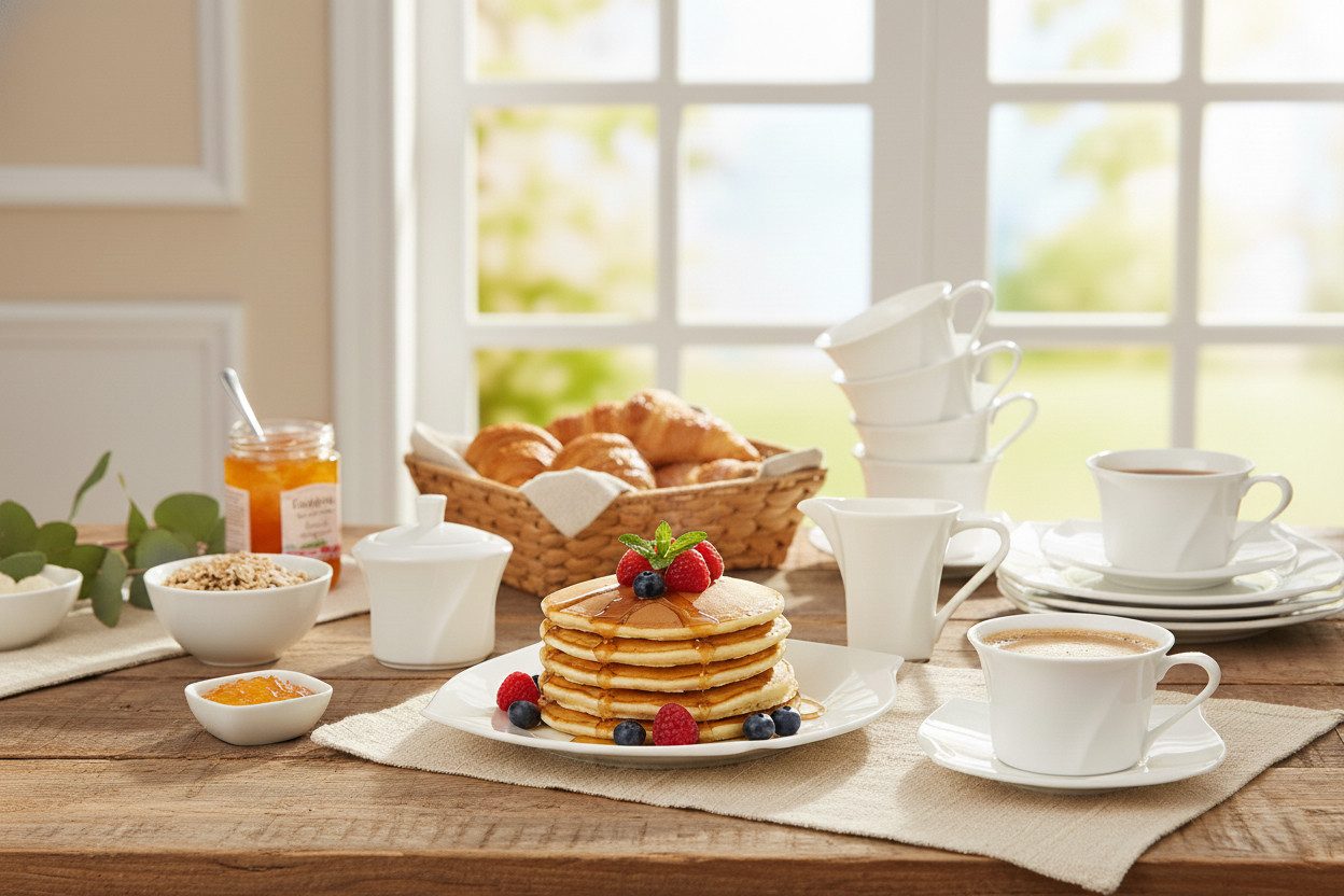 Retsch Arzberg Kaffeeservice Porzellan 20-teilig, 6 Personen, Creme-Weiß – Spülmaschinenfest & Mikrowellengeeignet