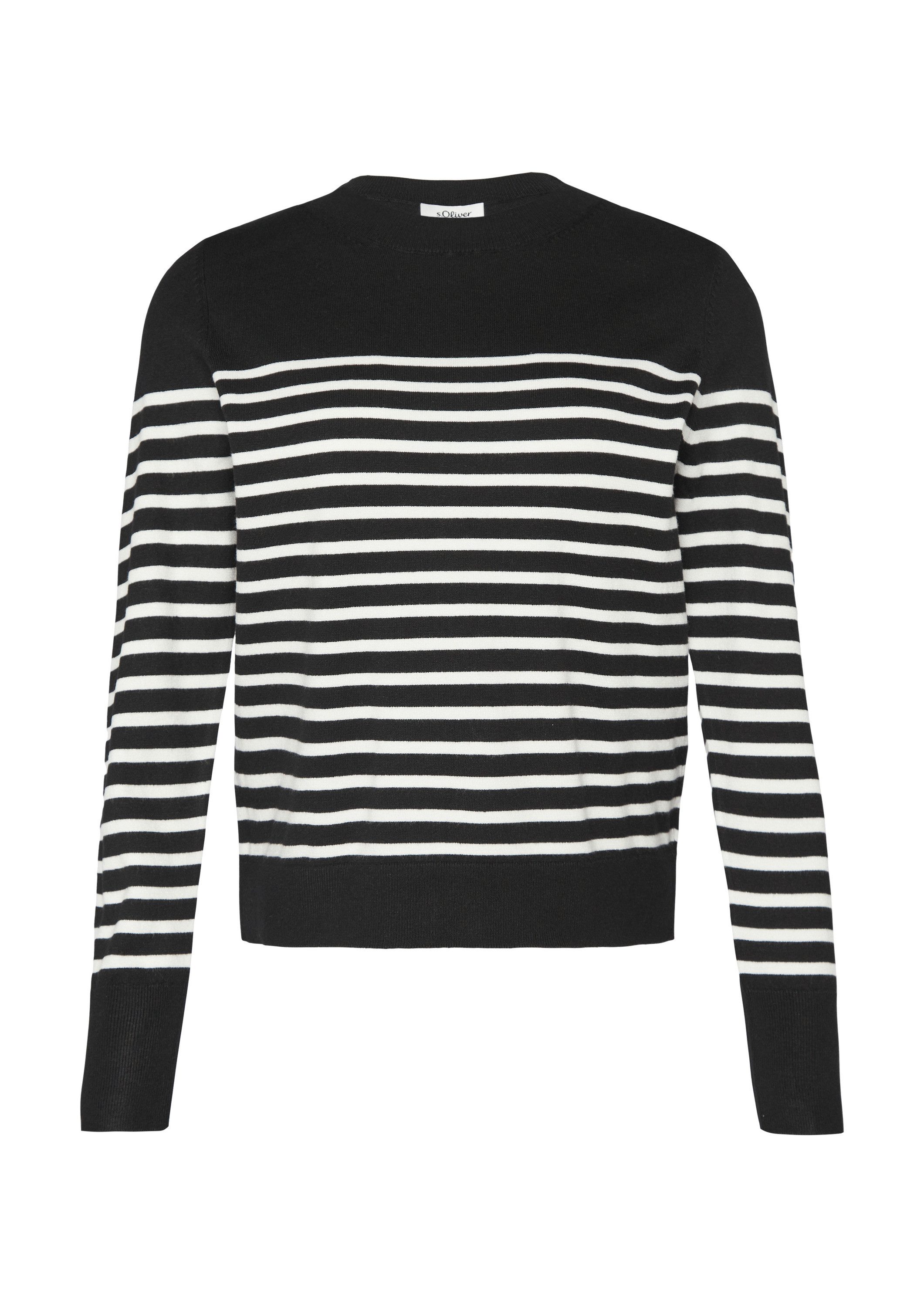 s.Oliver Longpullover Strickpullover Gestreifter Pullover aus Viskosemix günstig online kaufen