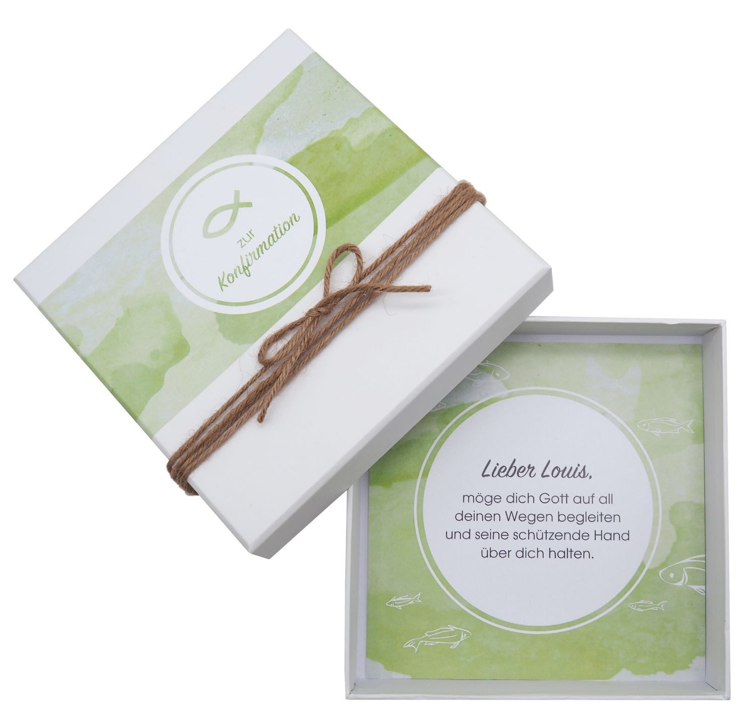 ZauberDeko Geschenkbox Geldgeschenk Verpackung Konfirmation MIT NAME Fisch Grün