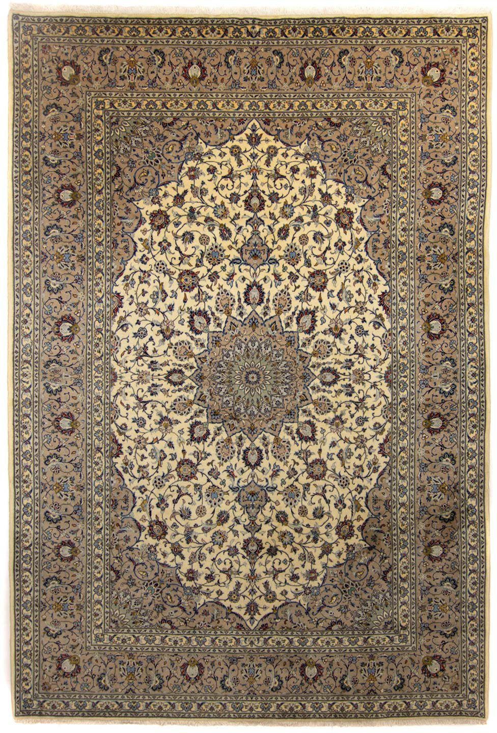 Wollteppich Keshan Medaillon Beige chiaro 352 x 250 cm, morgenland, rechteckig, Höhe: 10 mm, Unikat mit Zertifikat