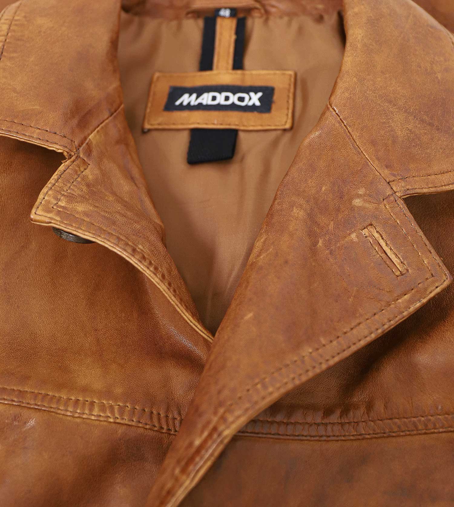 Maddox Lederjacke Maddox - Herren Lederjacke Sakko Lammnappa cognac